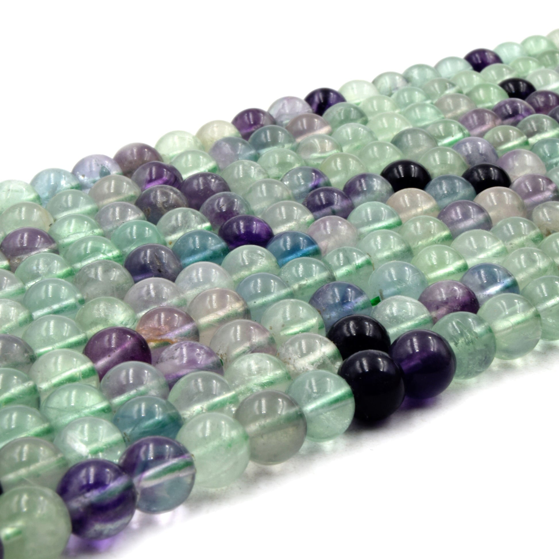 Rainbow Fluorite Beads | Smooth Fluorite Round Shaped Beads | 6mm 8mm 10mm
