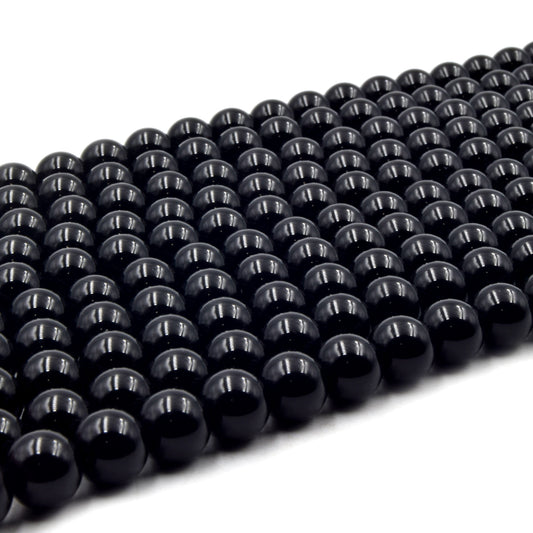 Black Onyx Beads | Smooth Black Onyx Round Beads | 6mm 8mm 10mm