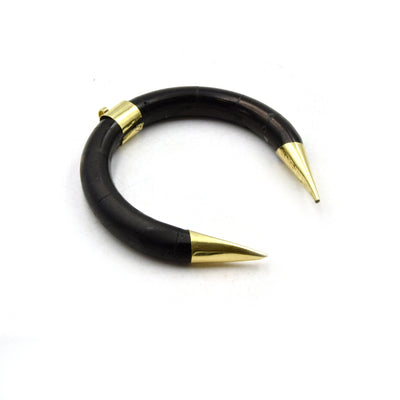 Bone Crescent Pendant | Thick Double Ended Crescent Shaped Natural Ox Bone Gold Bail | White, Brown, Black and White Crescents - 2 SIZES