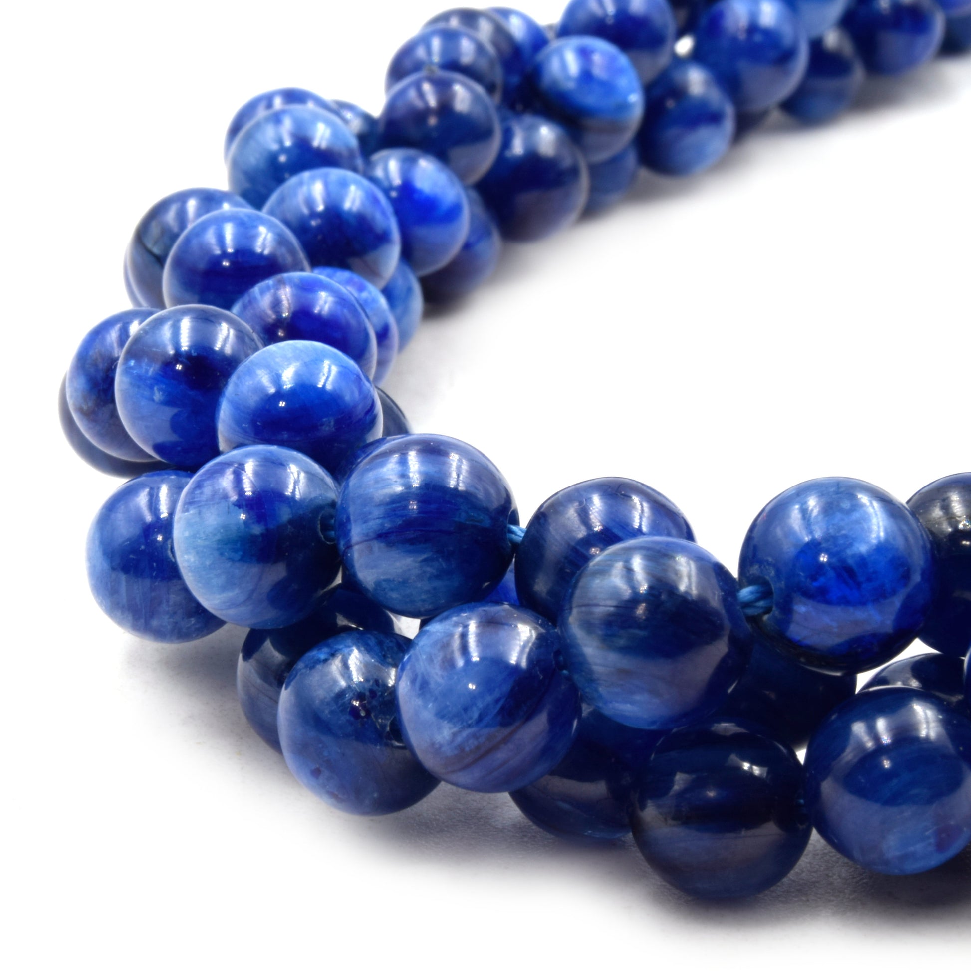 Natural Kyanite Beads | UNENHANCED/UNTREATED 8mm Natural Smooth Glossy Blue Kyanite Round Beads