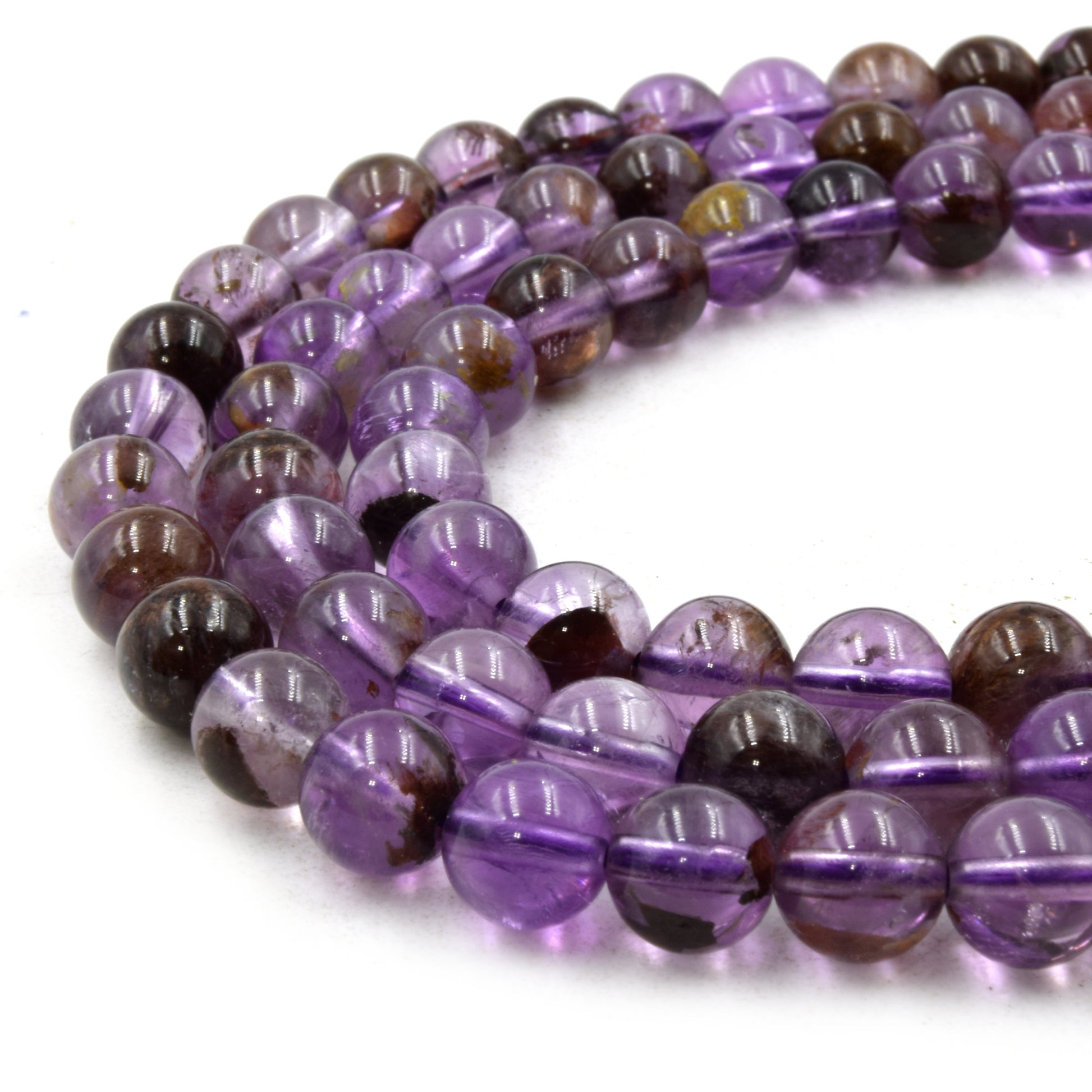 Natural Cacoxenite Beads | UNENHANCED/UNTREATED 7mm Natural Smooth Glossy Cacoxenite Round Beads