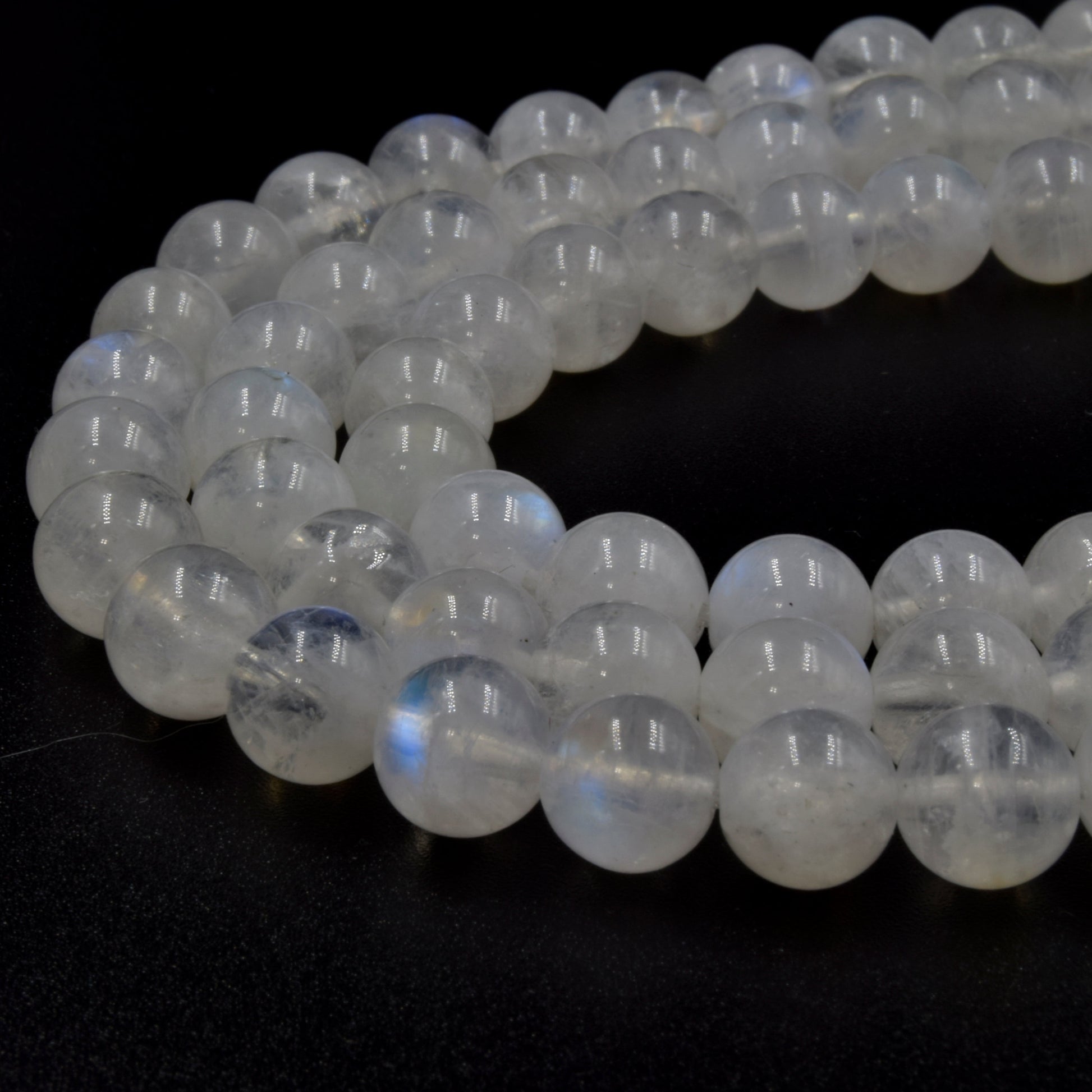 Natural Rainbow Moonstone Beads | UNENHANCED/UNTREATED 7mm Natural Smooth Glossy Rainbow Moonstone Round Beads