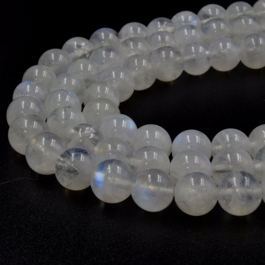 Natural Rainbow Moonstone Beads | UNENHANCED/UNTREATED 7mm Natural Smooth Glossy Rainbow Moonstone Round Beads