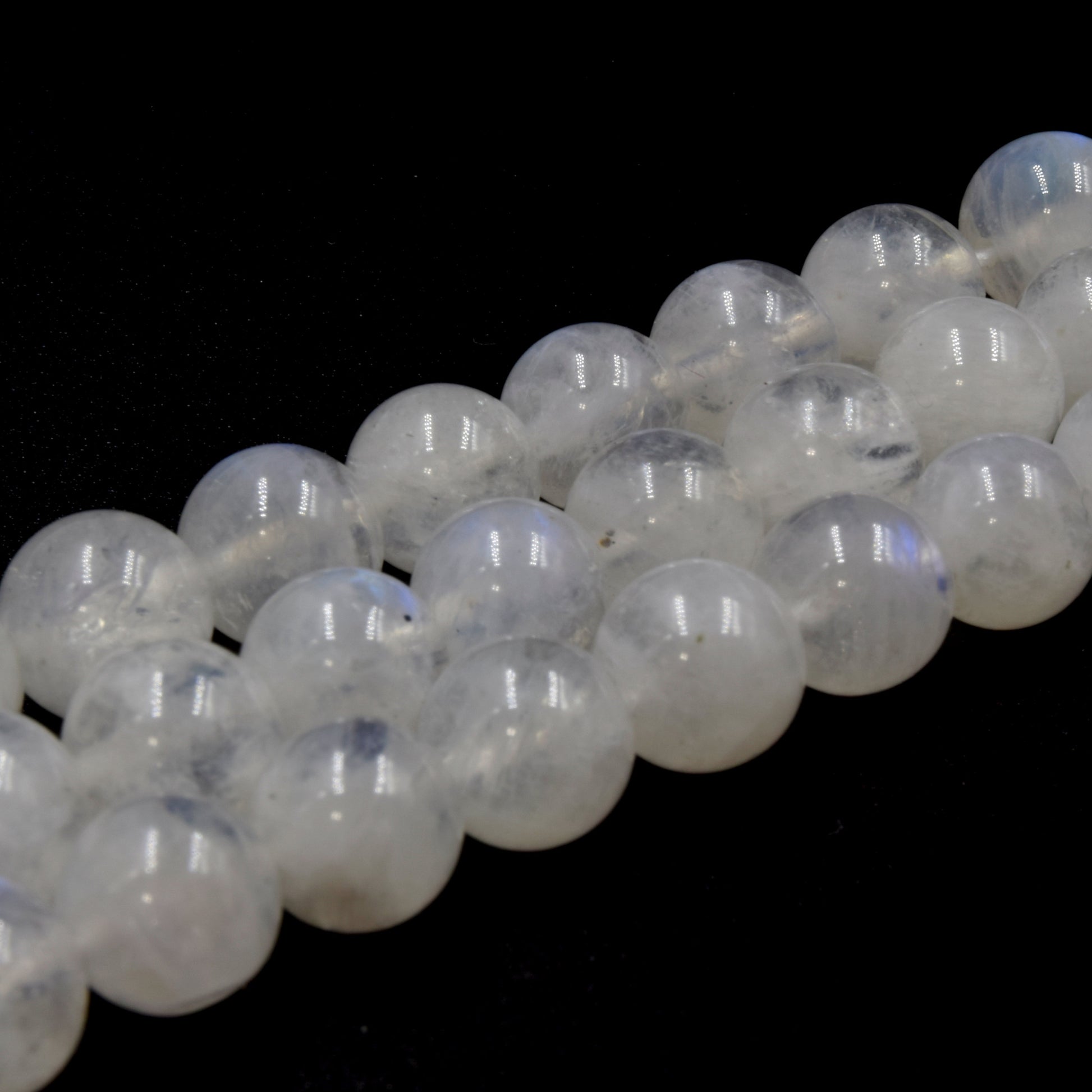 Natural Rainbow Moonstone Beads | UNENHANCED/UNTREATED 7mm Natural Smooth Glossy Rainbow Moonstone Round Beads