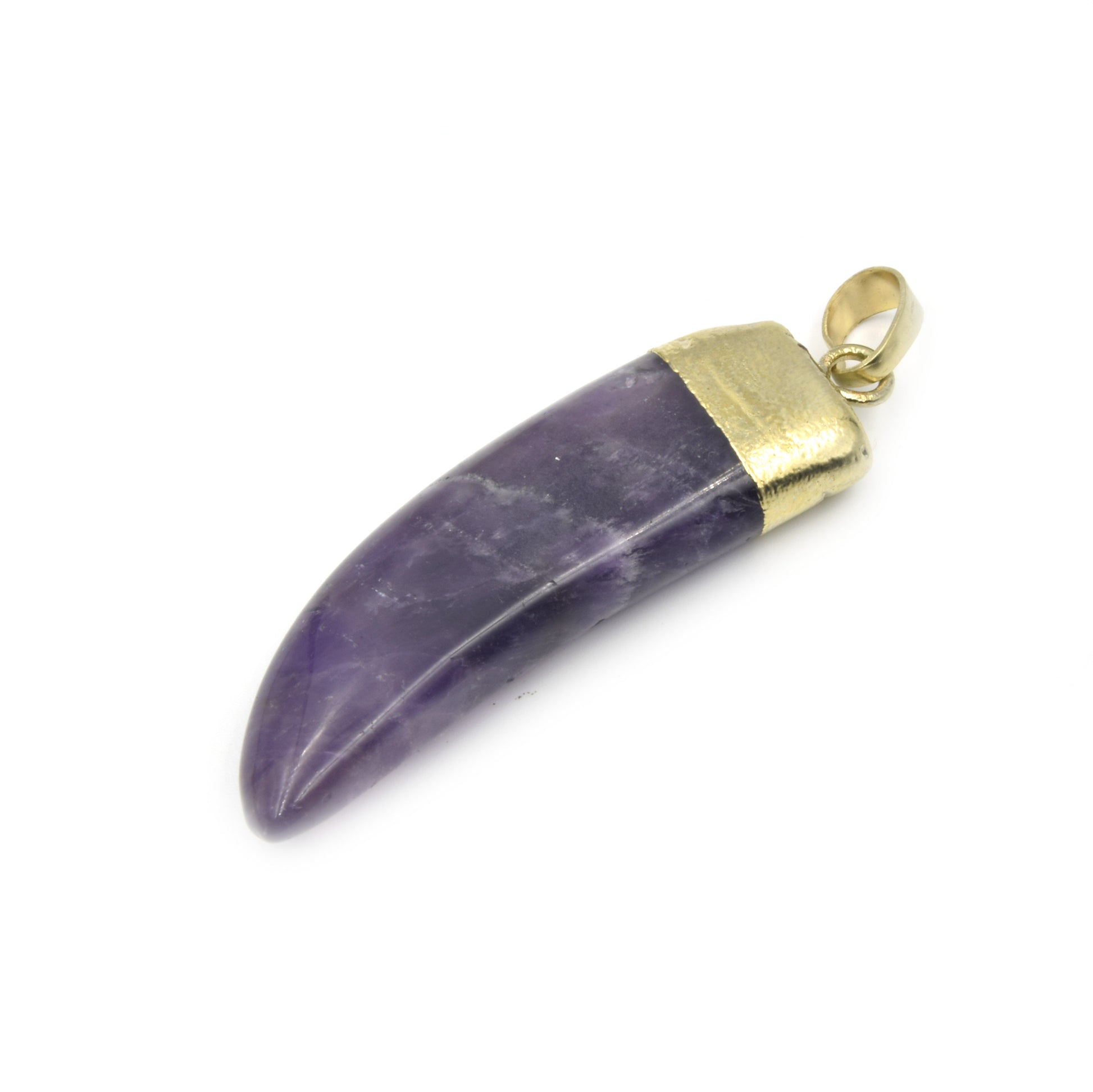 Gemstone Pendants | Electroplated Gemstone Tusk Pendants with Bail | Black Agate, Amethyst, Lapis Lazuli