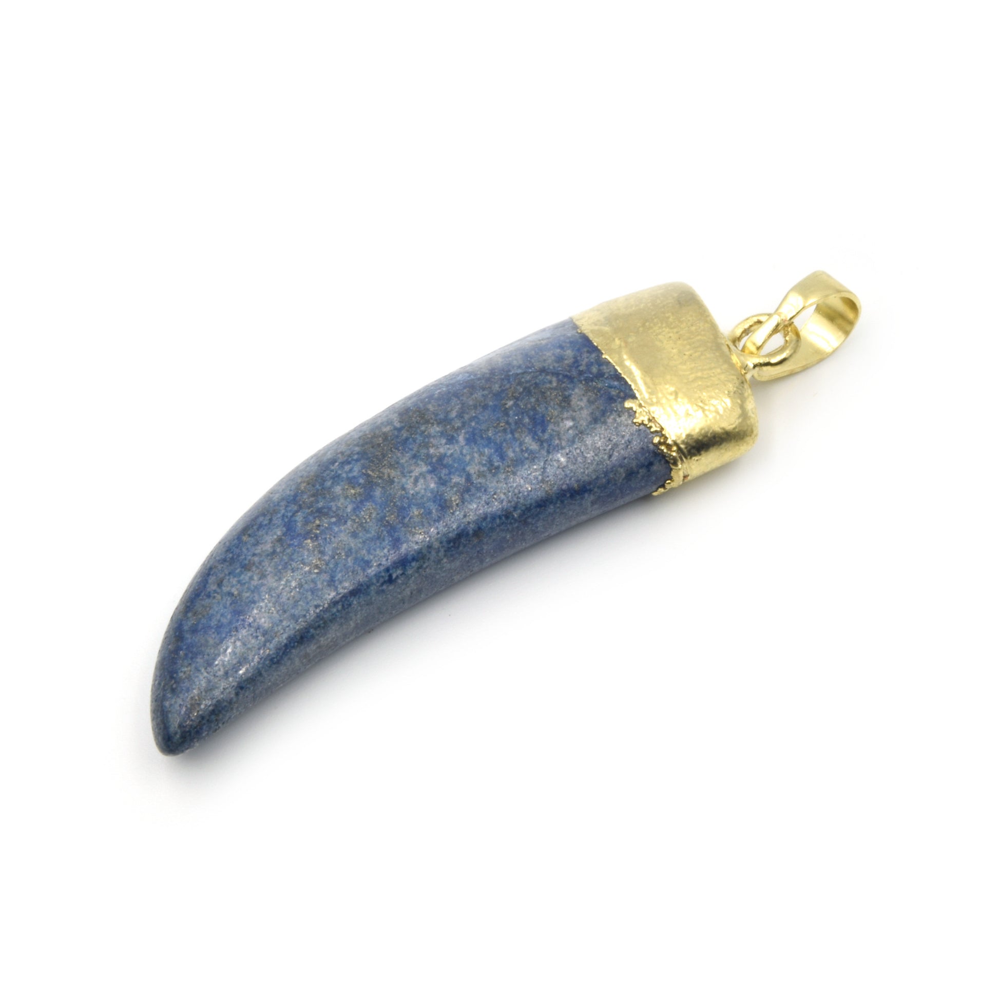 Gemstone Pendants | Electroplated Gemstone Tusk Pendants with Bail | Black Agate, Amethyst, Lapis Lazuli