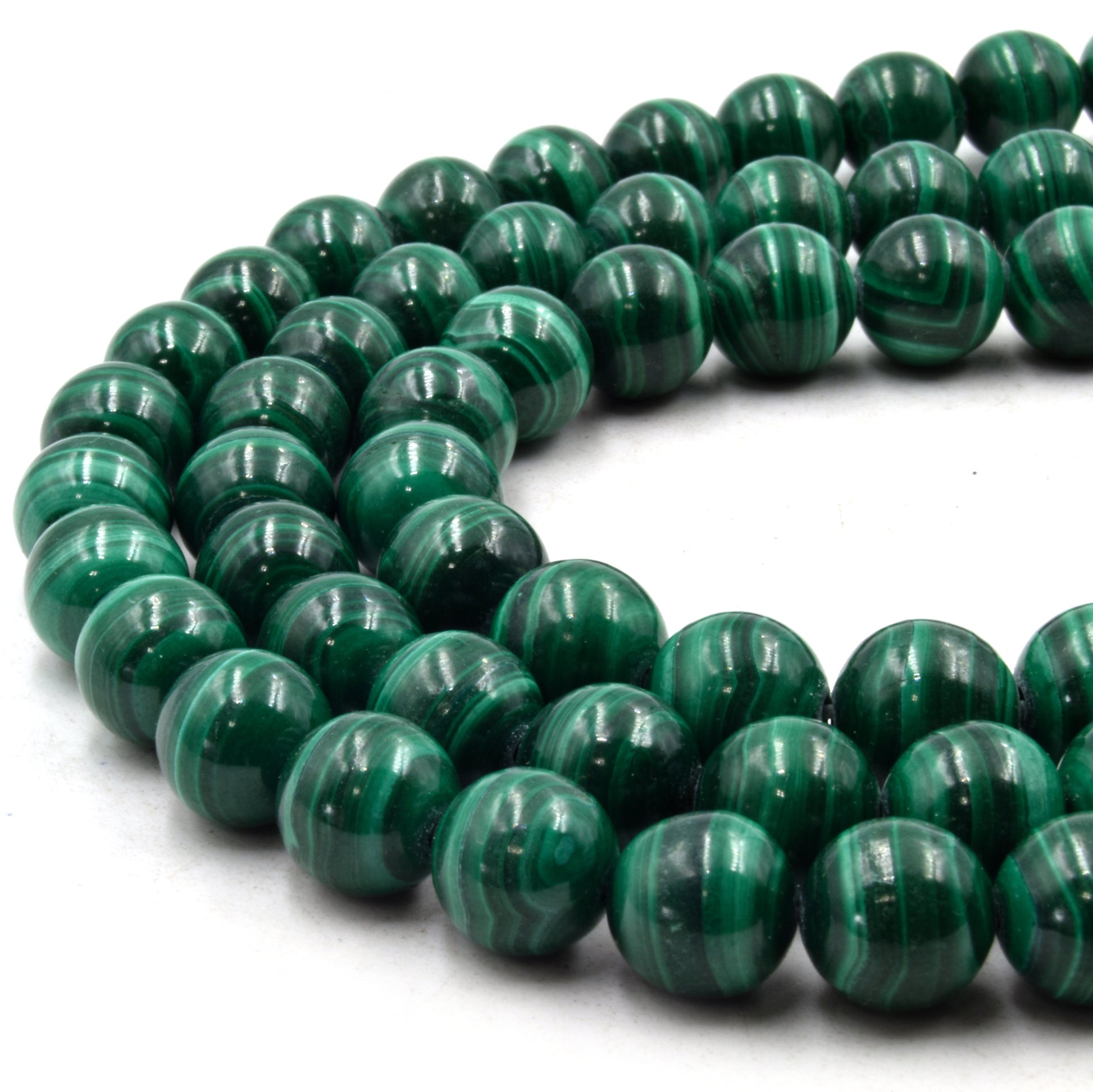 Natural Malachite Beads | UNENHANCED/UNTREATED 10mm Natural Smooth Glossy Green Malachite Round Beads