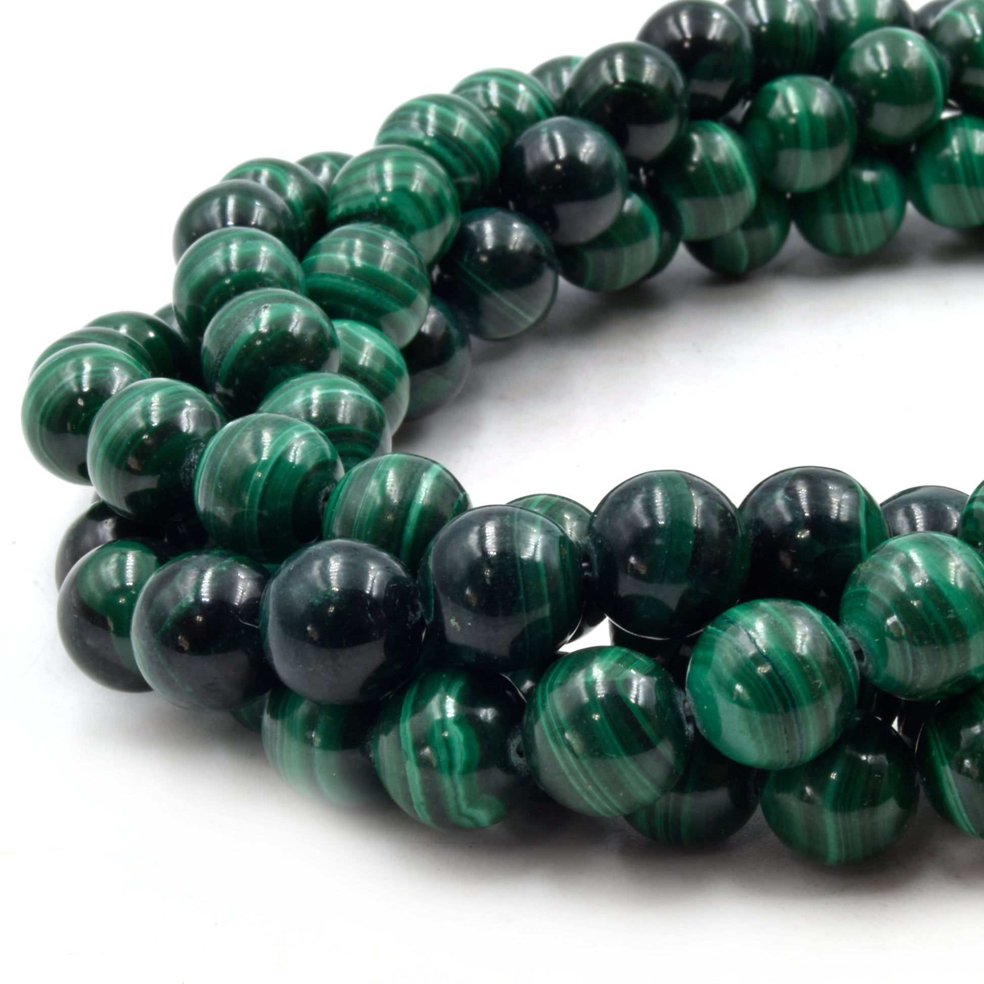 Natural Malachite Beads | UNENHANCED/UNTREATED 10mm Natural Smooth Glossy Green Malachite Round Beads