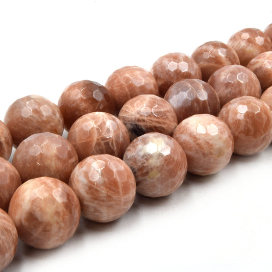 Natural Peach Moonstone Beads | UNENHANCED/UNTREATED 20mm Natural Faceted Peach Moonstone Round Beads