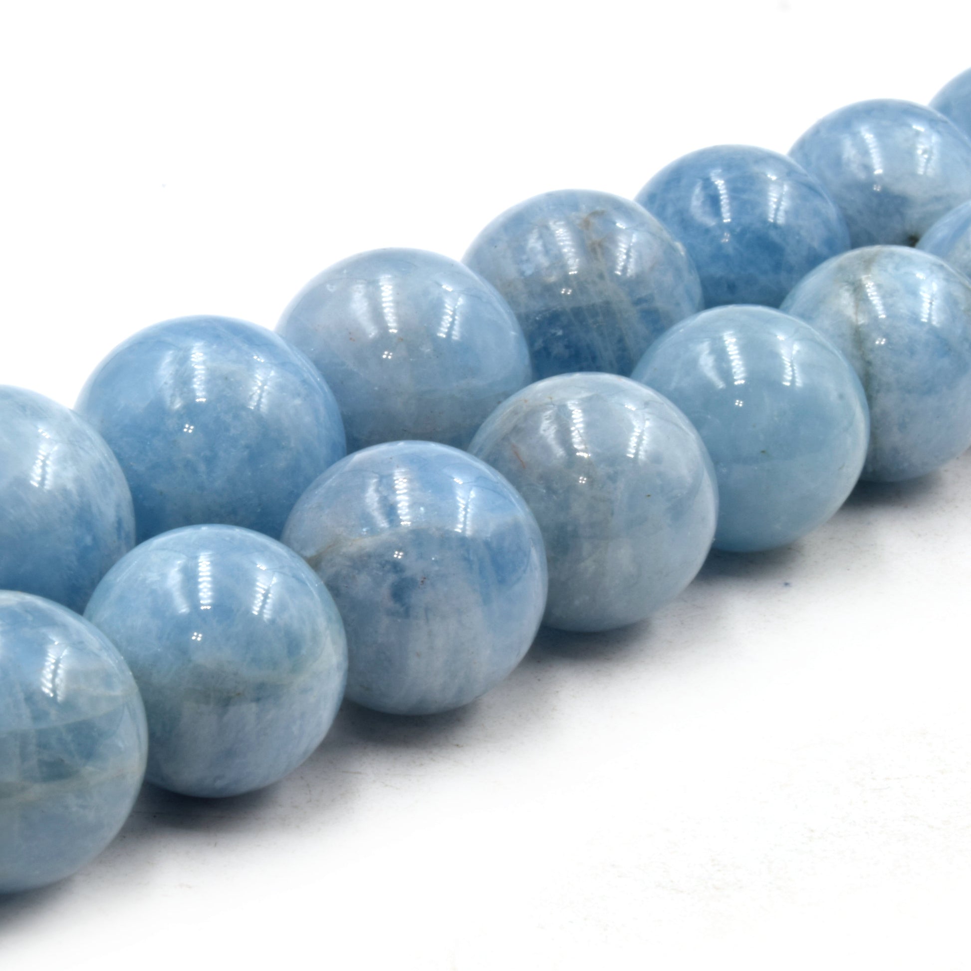 Natural Aquamarine Beads | UNENHANCED/UNTREATED 18MM Glossy Light Blue Aquamarine Round Shaped Beads