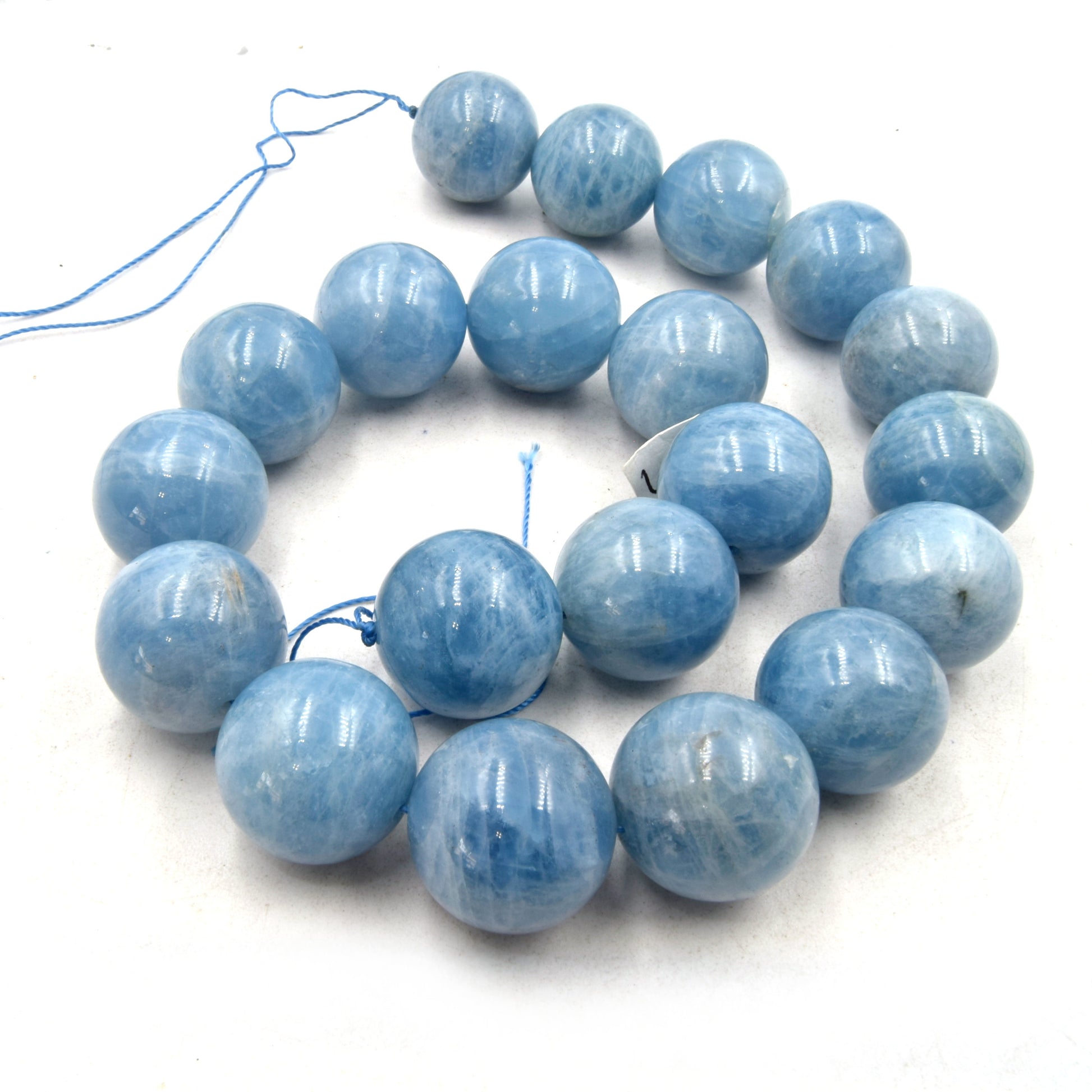 Natural Aquamarine Beads | UNENHANCED/UNTREATED 18MM Glossy Light Blue Aquamarine Round Shaped Beads