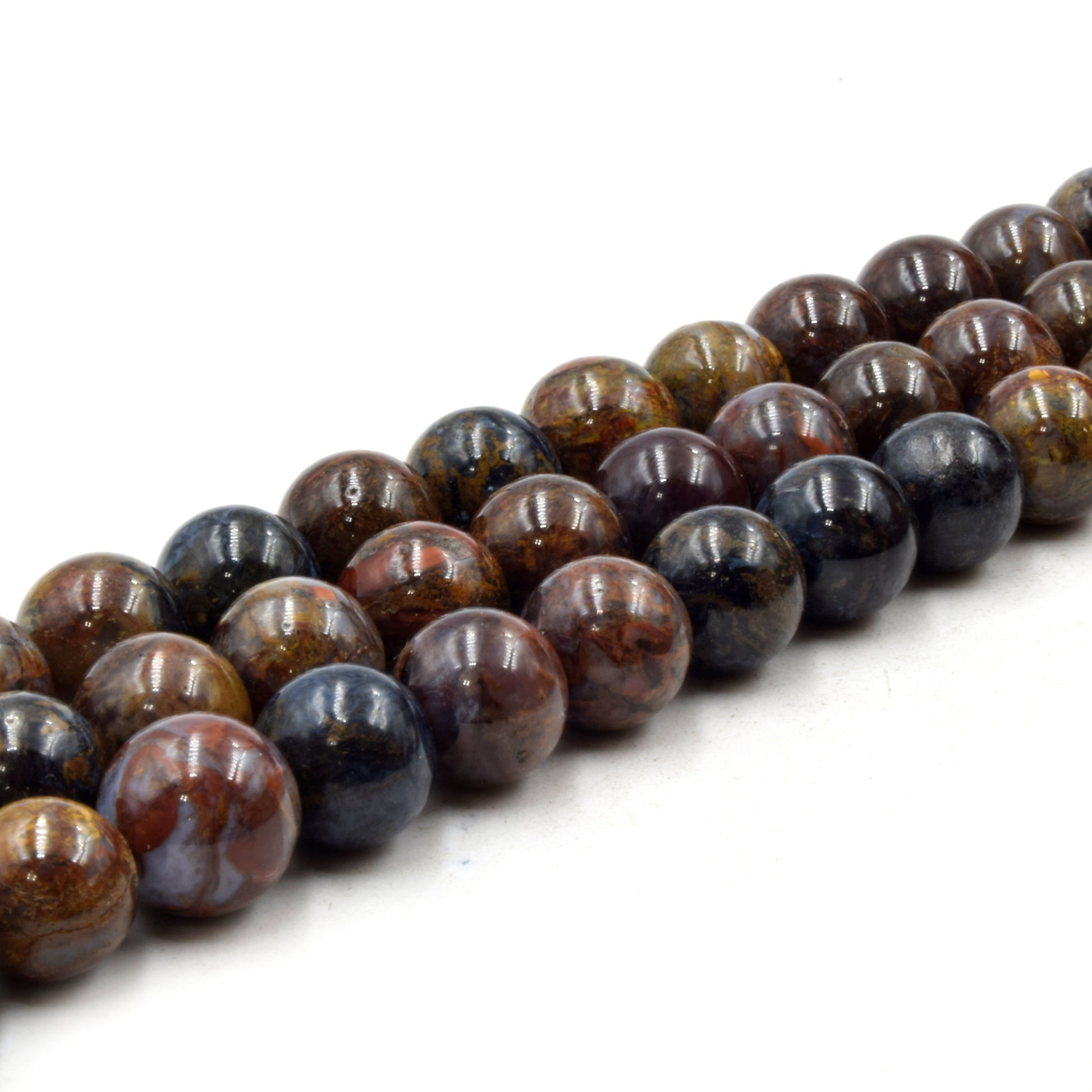 Natural Pietersite Beads | UNENHANCED/UNTREATED 11mm Natural Smooth Glossy Brown/Blue Pietersite Round Beads