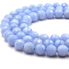 Natural Blue Lace Agate Beads | UNENHANCED/UNTREATED 10mm Natural Faceted Glossy Blue Agate Round Beads