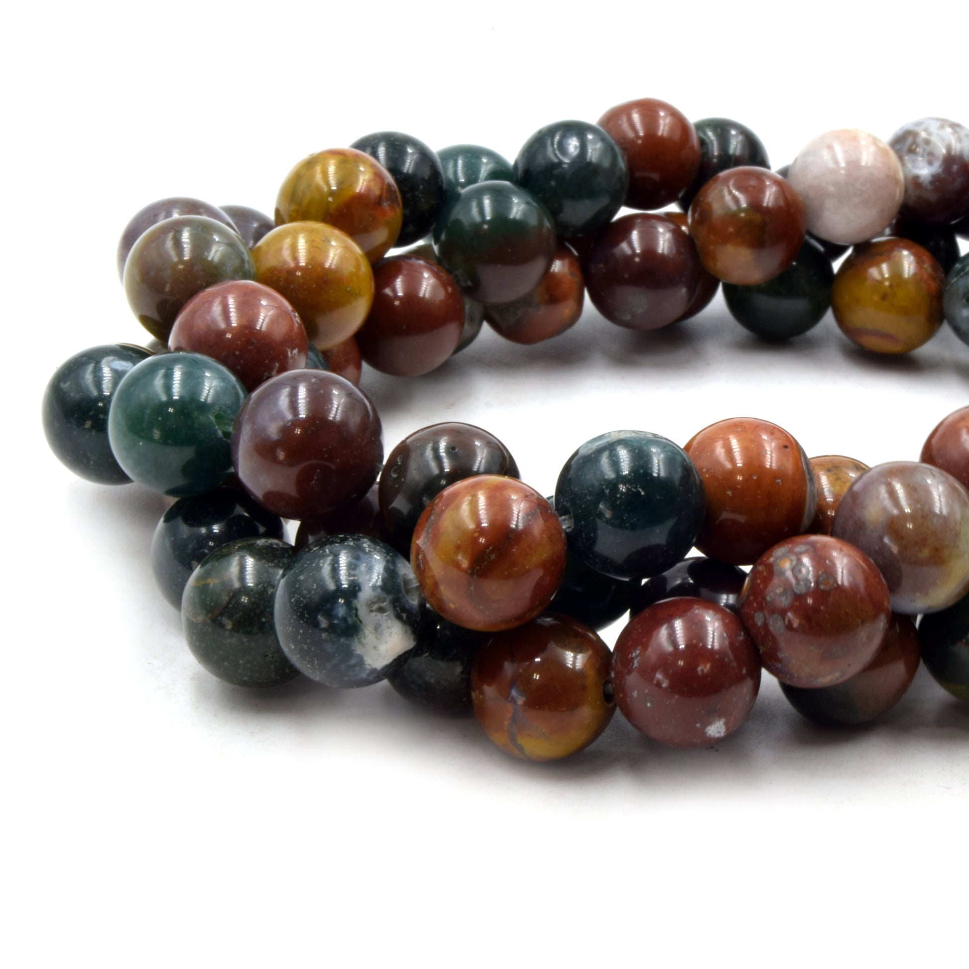 Natural Ocean Jasper Beads | UNENHANCED/UNTREATED 12mm Natural Smooth Glossy Ocean Jasper Round Beads