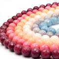 Faceted Jade Beads | 10mm Faceted Dyed Red Pink Orange Gray Blue Jade Round Beads with 1mm Holes - Sold by 15.5&quot; Strands (~ 46 Beads)