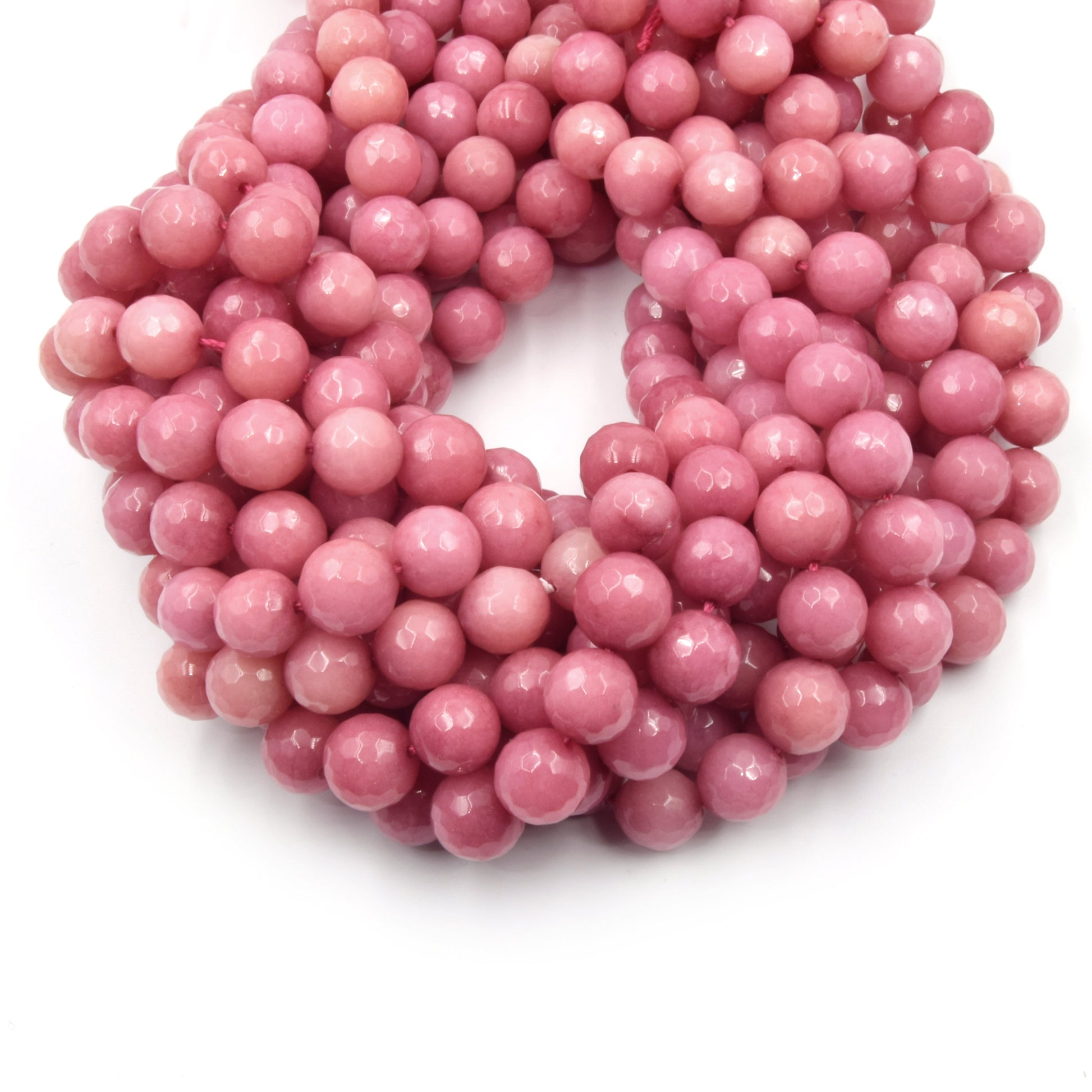 Faceted Jade Beads | 10mm Faceted Dyed Red Pink Orange Gray Blue Jade Round Beads with 1mm Holes - Sold by 15.5" Strands (~ 46 Beads)