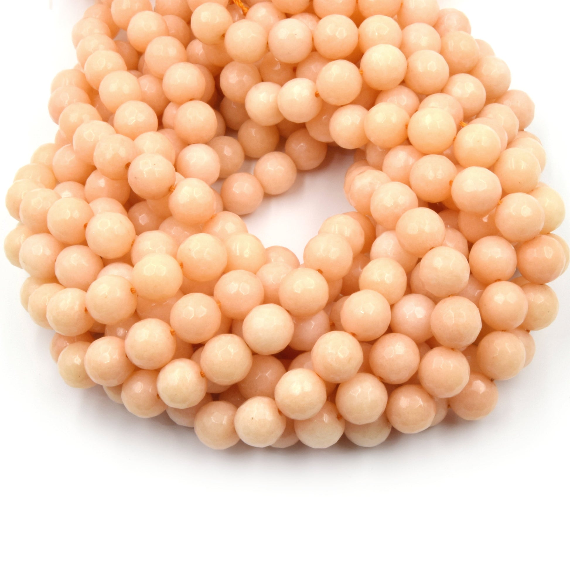Faceted Jade Beads | 10mm Faceted Dyed Red Pink Orange Gray Blue Jade Round Beads with 1mm Holes - Sold by 15.5" Strands (~ 46 Beads)