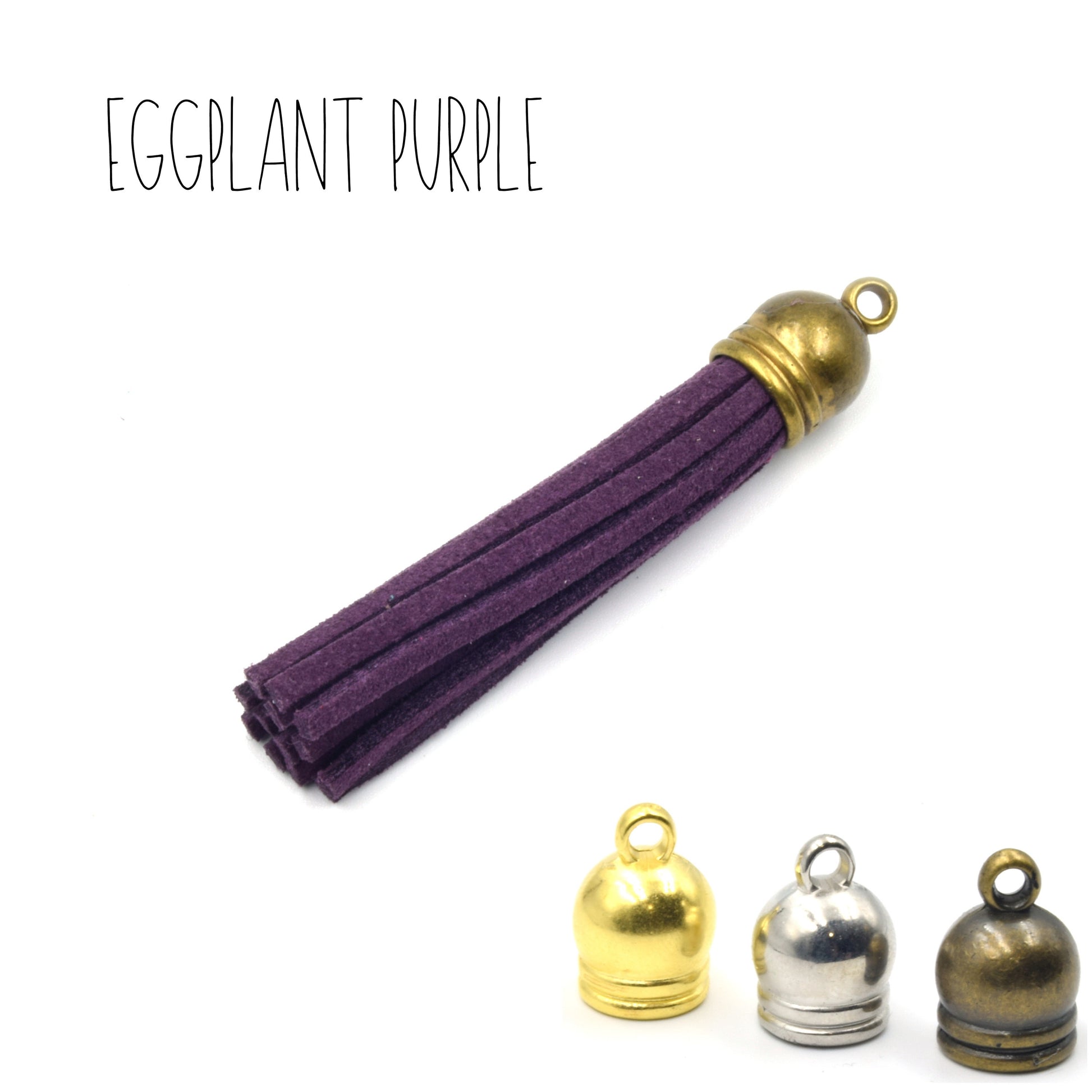 2" Faux Suede Tassels | Gray Blue Brown Green Aqua Purple Pink White Tassel | Bronze and Gold Cap | Sold in Packs of 5