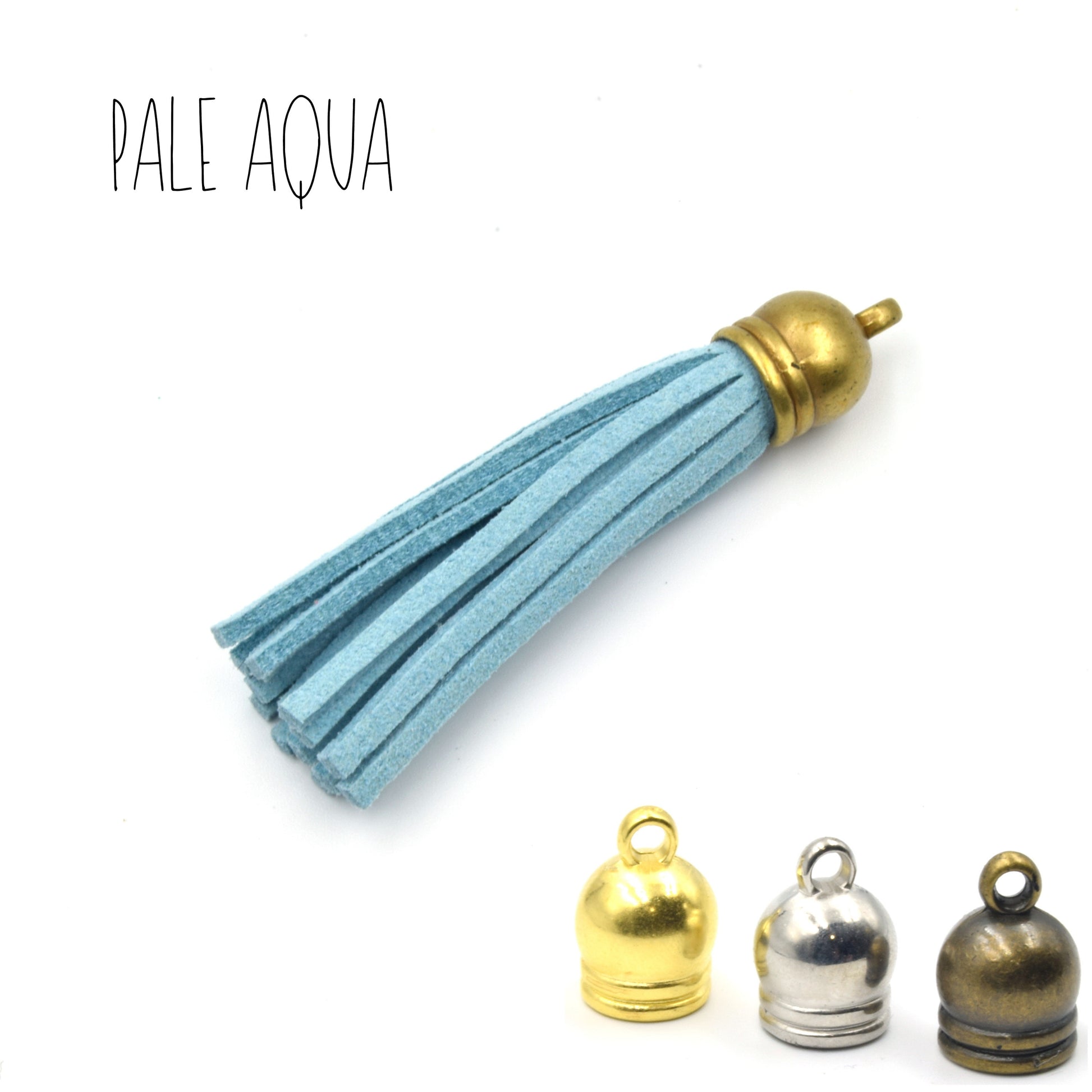 2" Faux Suede Tassels | Gray Blue Brown Green Aqua Purple Pink White Tassel | Bronze and Gold Cap | Sold in Packs of 5