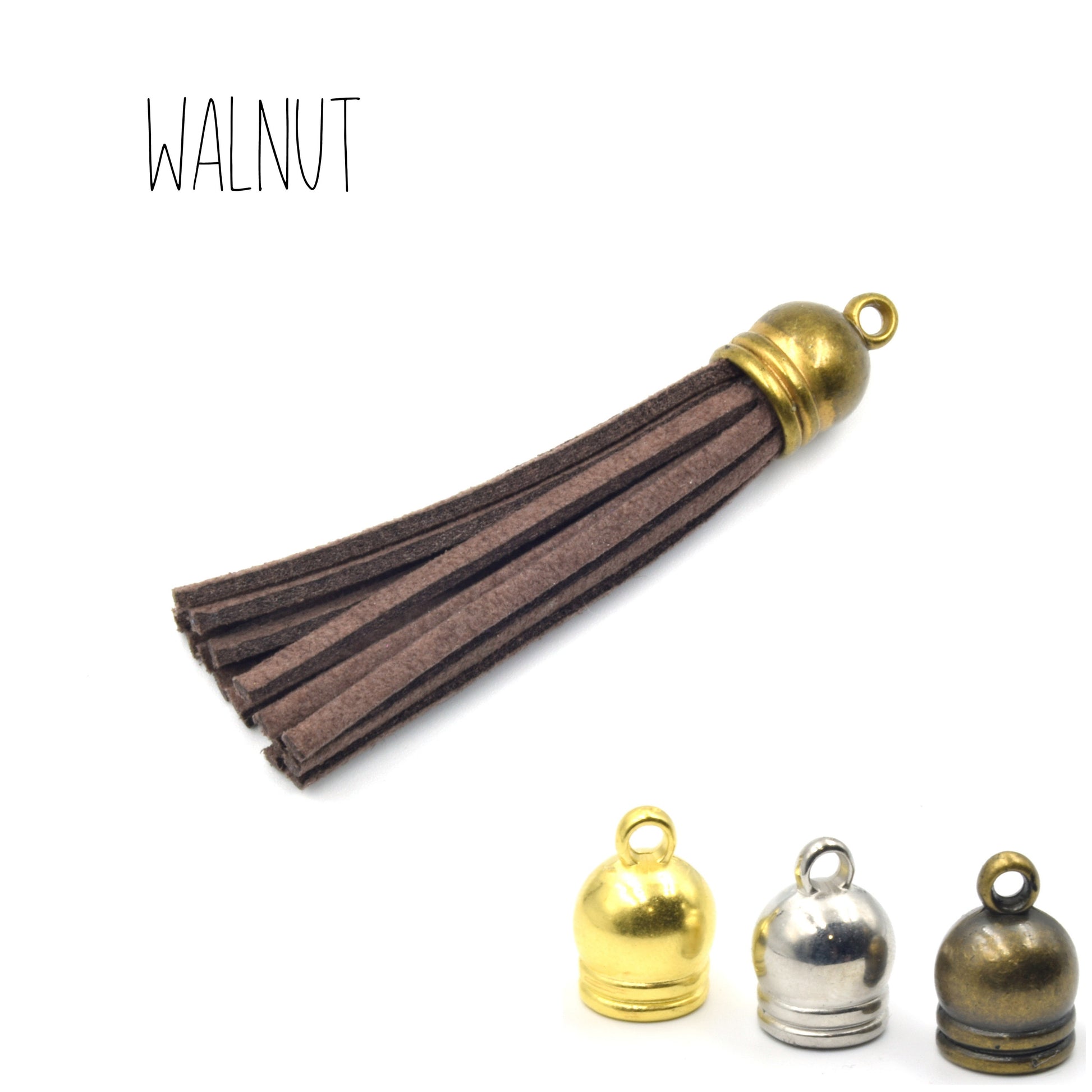 2" Faux Suede Tassels | Gray Blue Brown Green Aqua Purple Pink White Tassel | Bronze and Gold Cap | Sold in Packs of 5