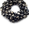 Tibetan Agate Beads | Dzi Beads | 12mm Dyed Faceted Black Cream Honeycomb Round Agate Beads