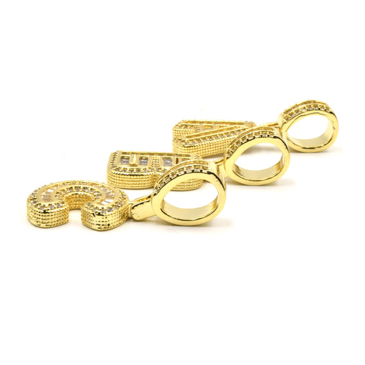 Alphabet Cubic Zirconia Pendant | Gold Letter with Rhinestone and CZ Accents with Ornate Bail | Initial Pendants | Letter Pendants
