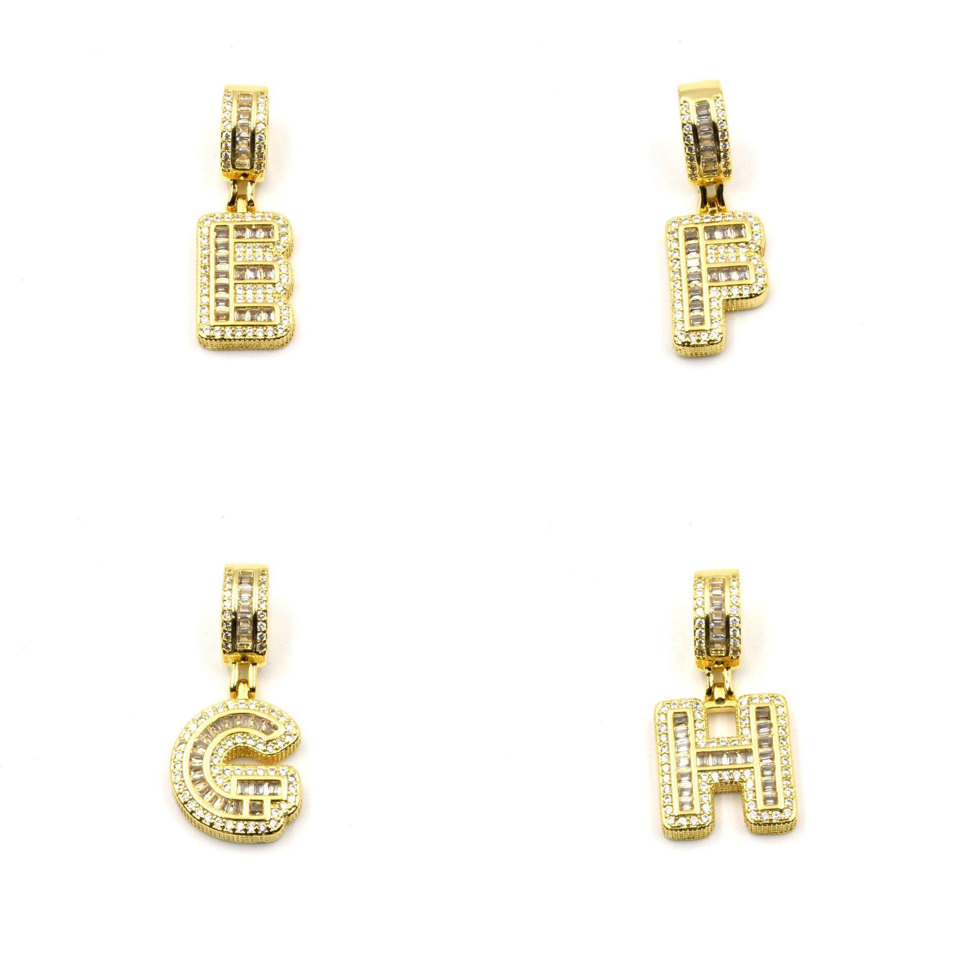 Alphabet Cubic Zirconia Pendant | Gold Letter with Rhinestone and CZ Accents with Ornate Bail | Initial Pendants | Letter Pendants