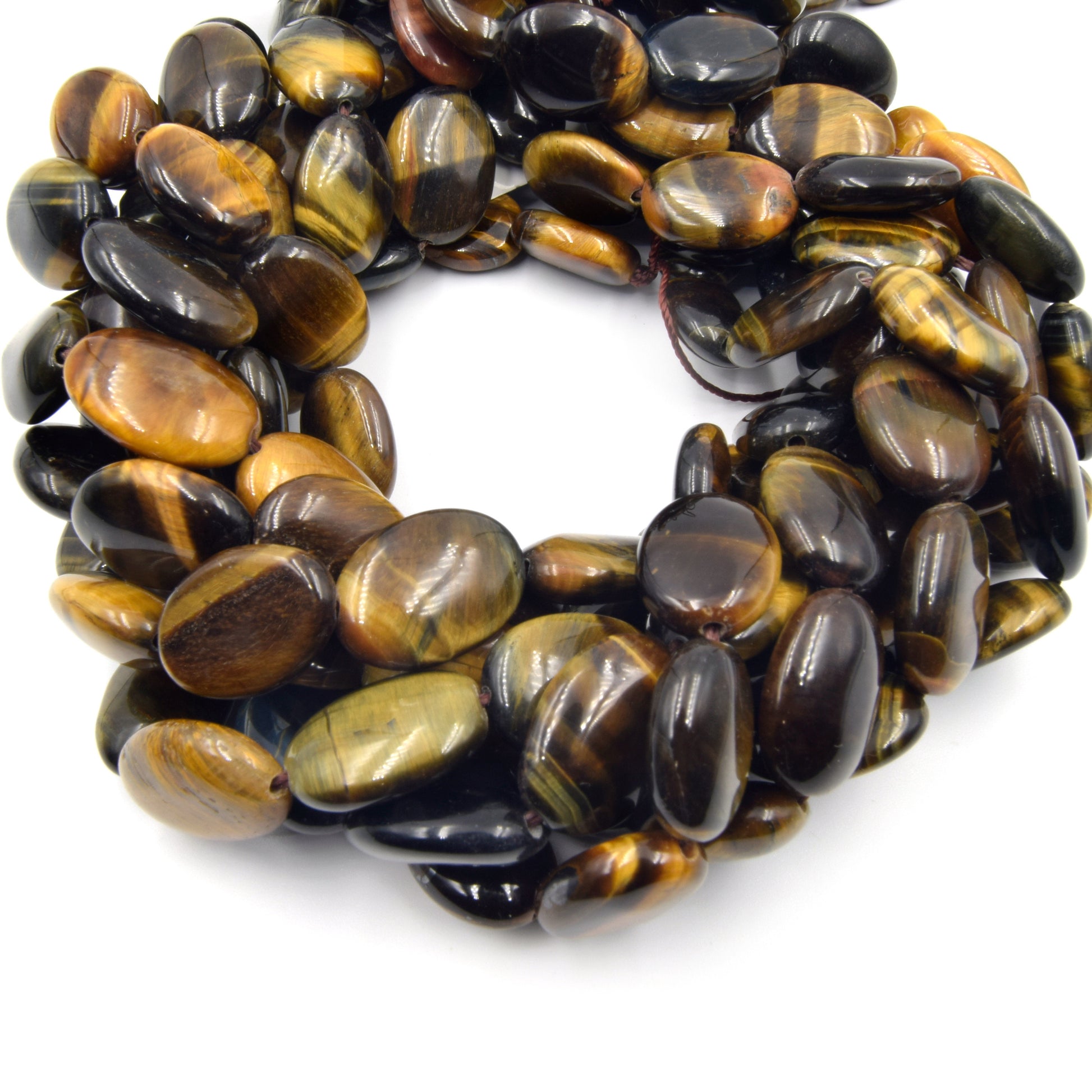 Tiger Eye Beads | Smooth Oval Tiger Eye Beads | 12mm 14mm 16mm 18mm 25mm Available