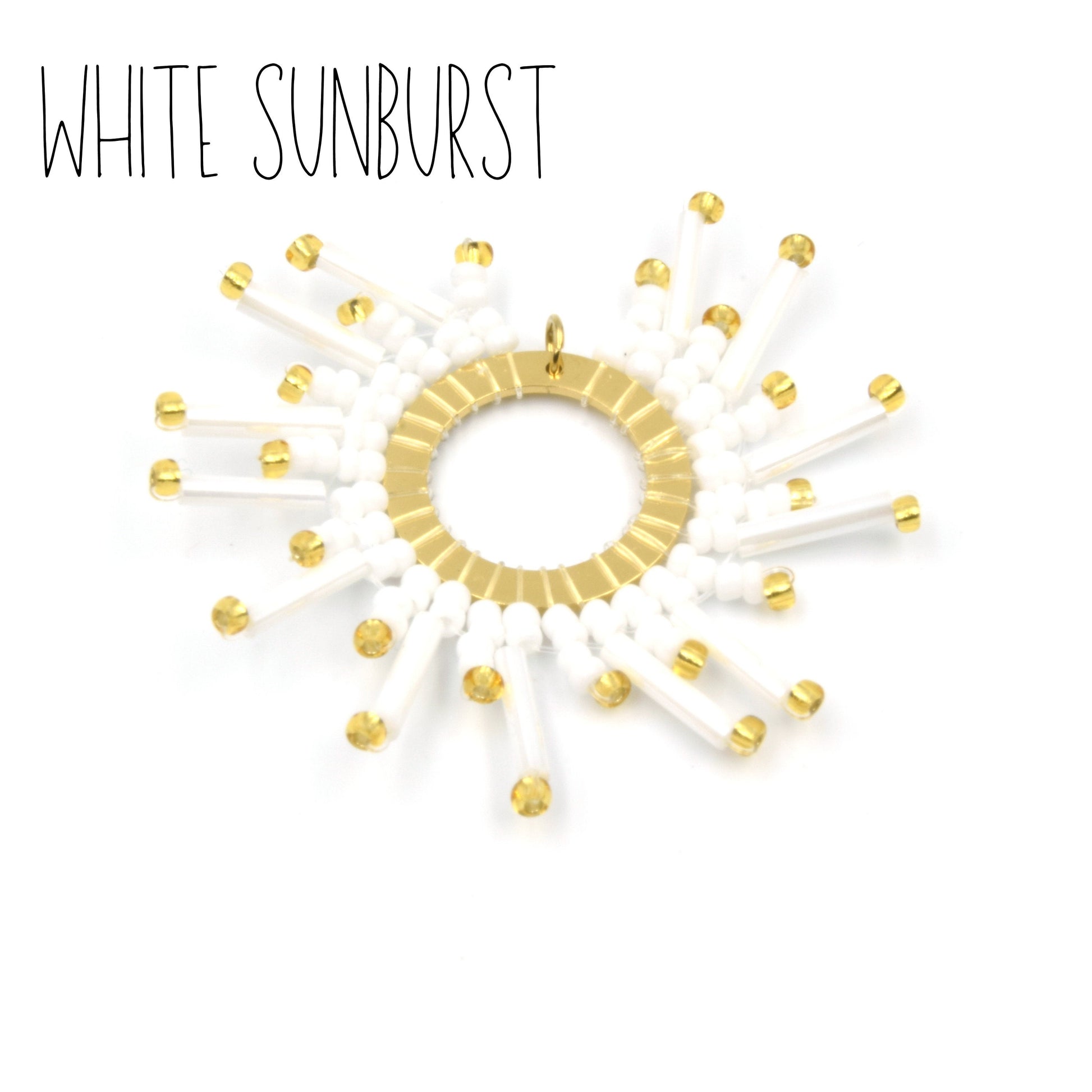 Seed Bead Pendants | Sunburst and Scalloped Beaded Components | White Peach Gray Black Pendants | Beaded Pendants | Beaded Finding