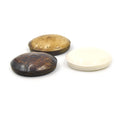 Ox Bone Cabochons | Round Natural Ox Bone Cabochons | 20mm x 20mm - 5mm Dome Height | White, Light Brown, Dark Brown
