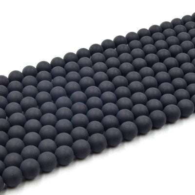 Black Agate Beads | Matte Black Agate Round Beads | 6mm 8mm 10mm 12mm