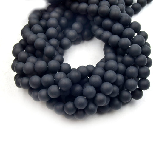 Black Agate Beads | Matte Black Agate Round Beads | 6mm 8mm 10mm 12mm