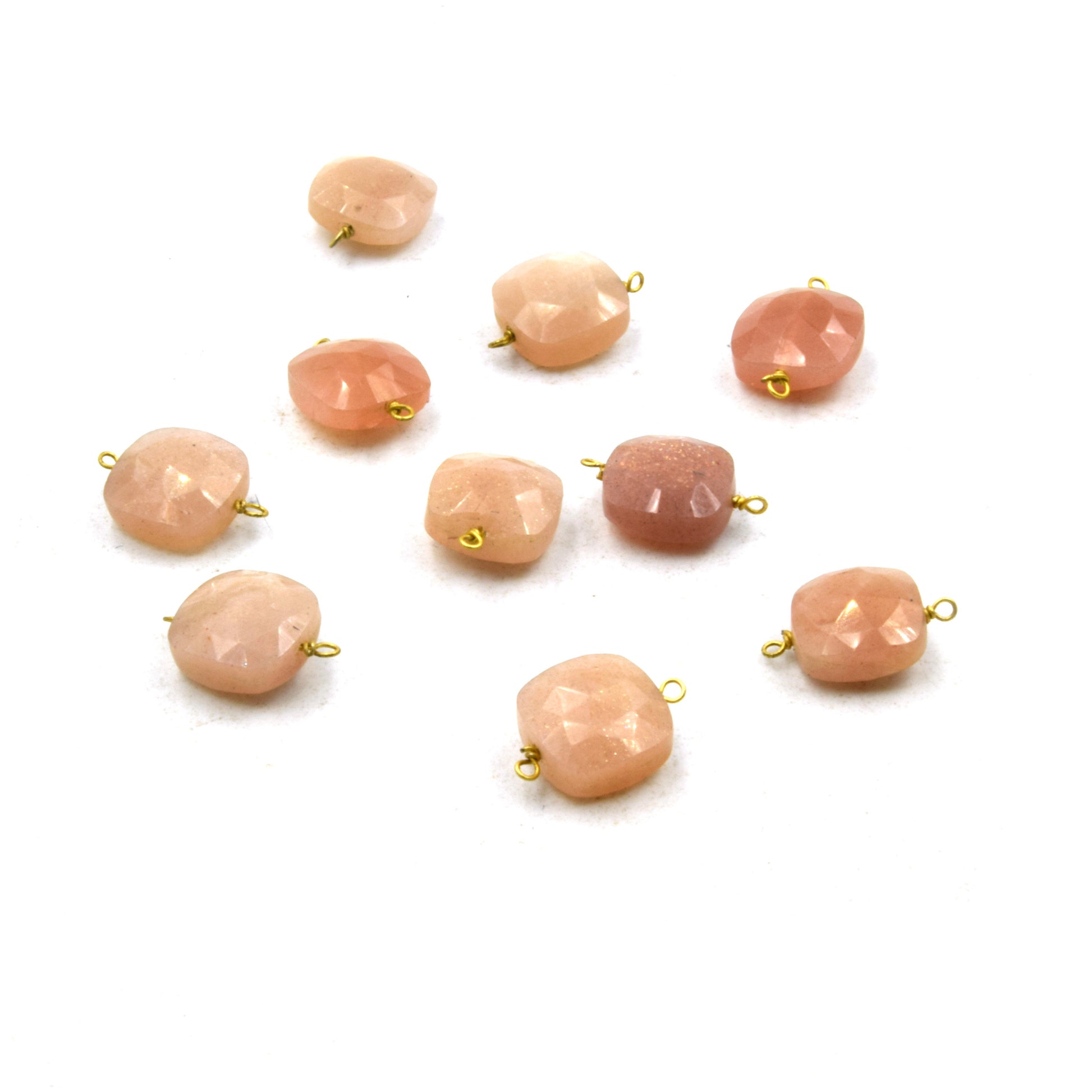 Wire Wrapped Gemstone Connectors | 10mm Square Shape Labradorite, Chrysoprase, Chalcedony, Opalite, Lapis, Moonstone, Quartz Connector