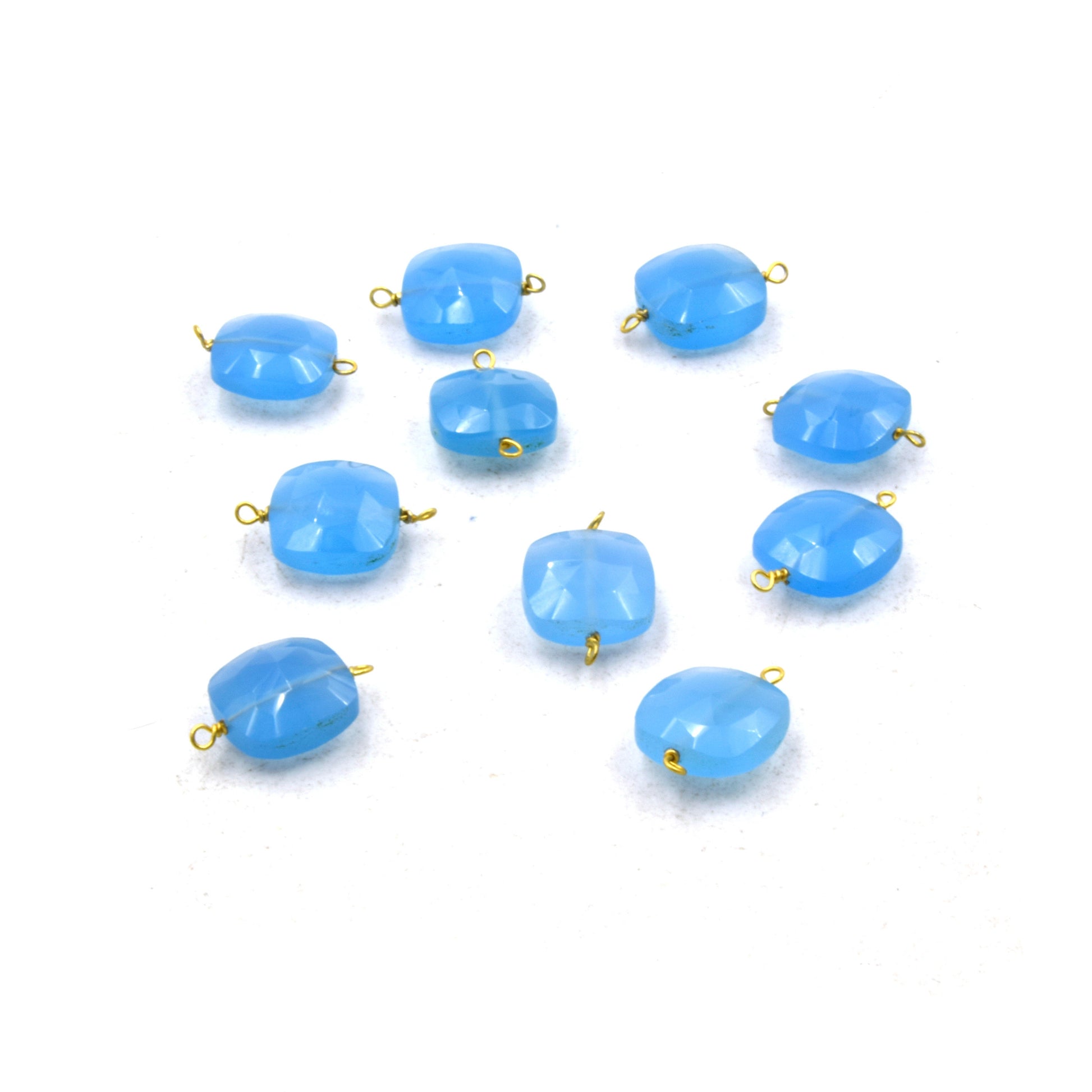 Wire Wrapped Gemstone Connectors | 10mm Square Shape Labradorite, Chrysoprase, Chalcedony, Opalite, Lapis, Moonstone, Quartz Connector