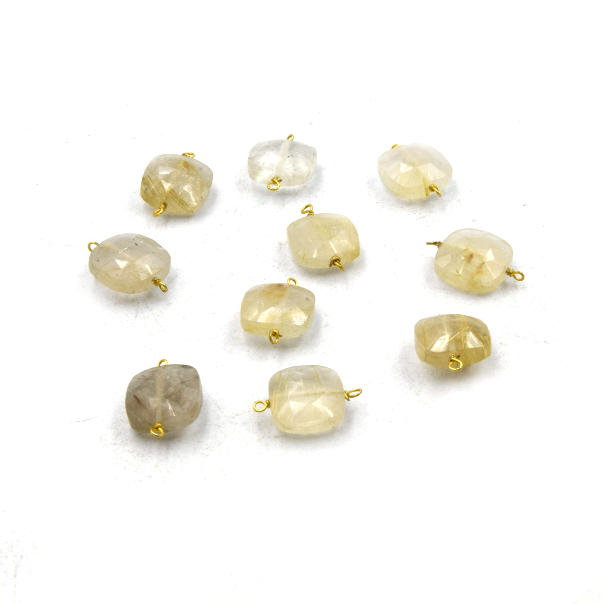 Wire Wrapped Gemstone Connectors | 10mm Square Shape Labradorite, Chrysoprase, Chalcedony, Opalite, Lapis, Moonstone, Quartz Connector