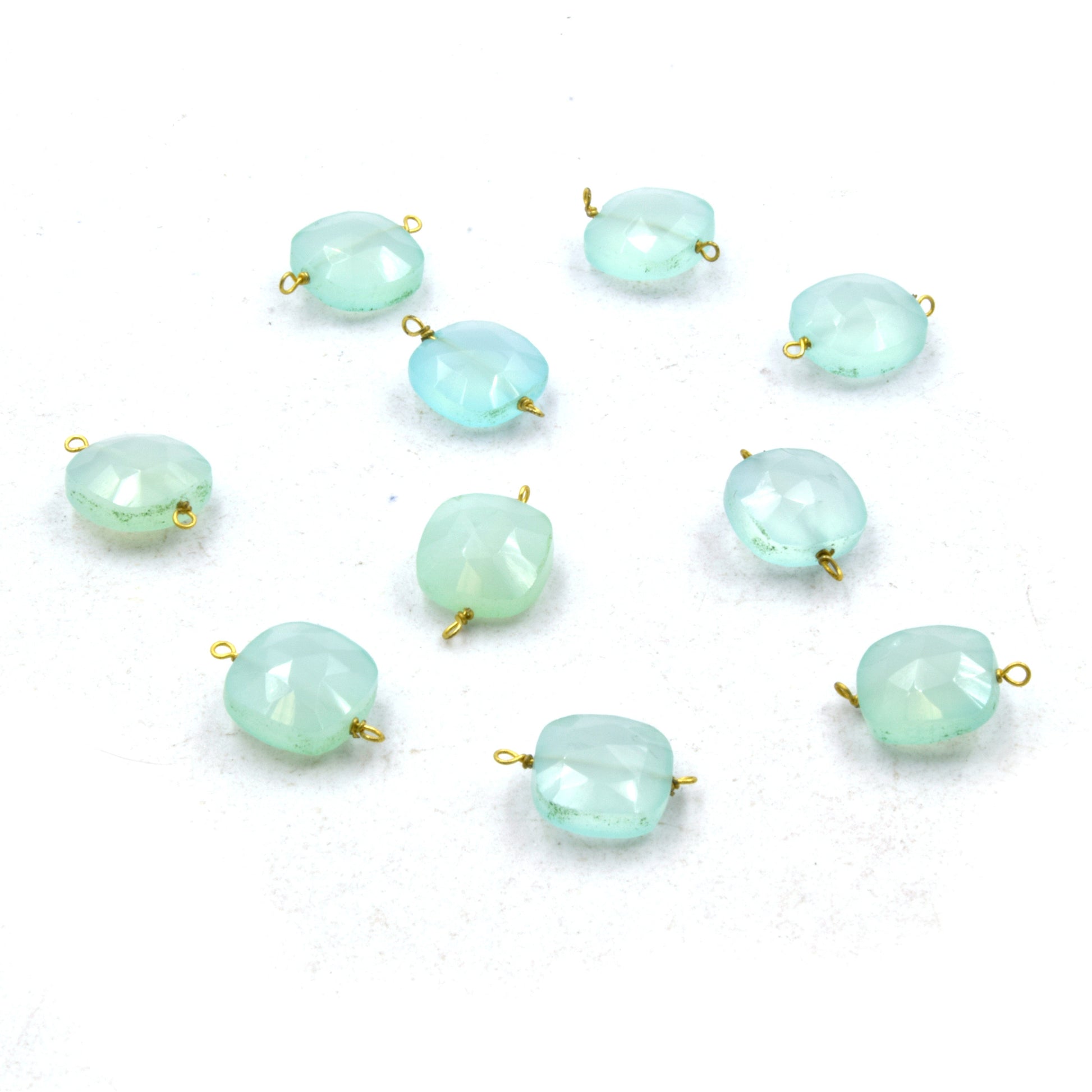 Wire Wrapped Gemstone Connectors | 10mm Square Shape Labradorite, Chrysoprase, Chalcedony, Opalite, Lapis, Moonstone, Quartz Connector