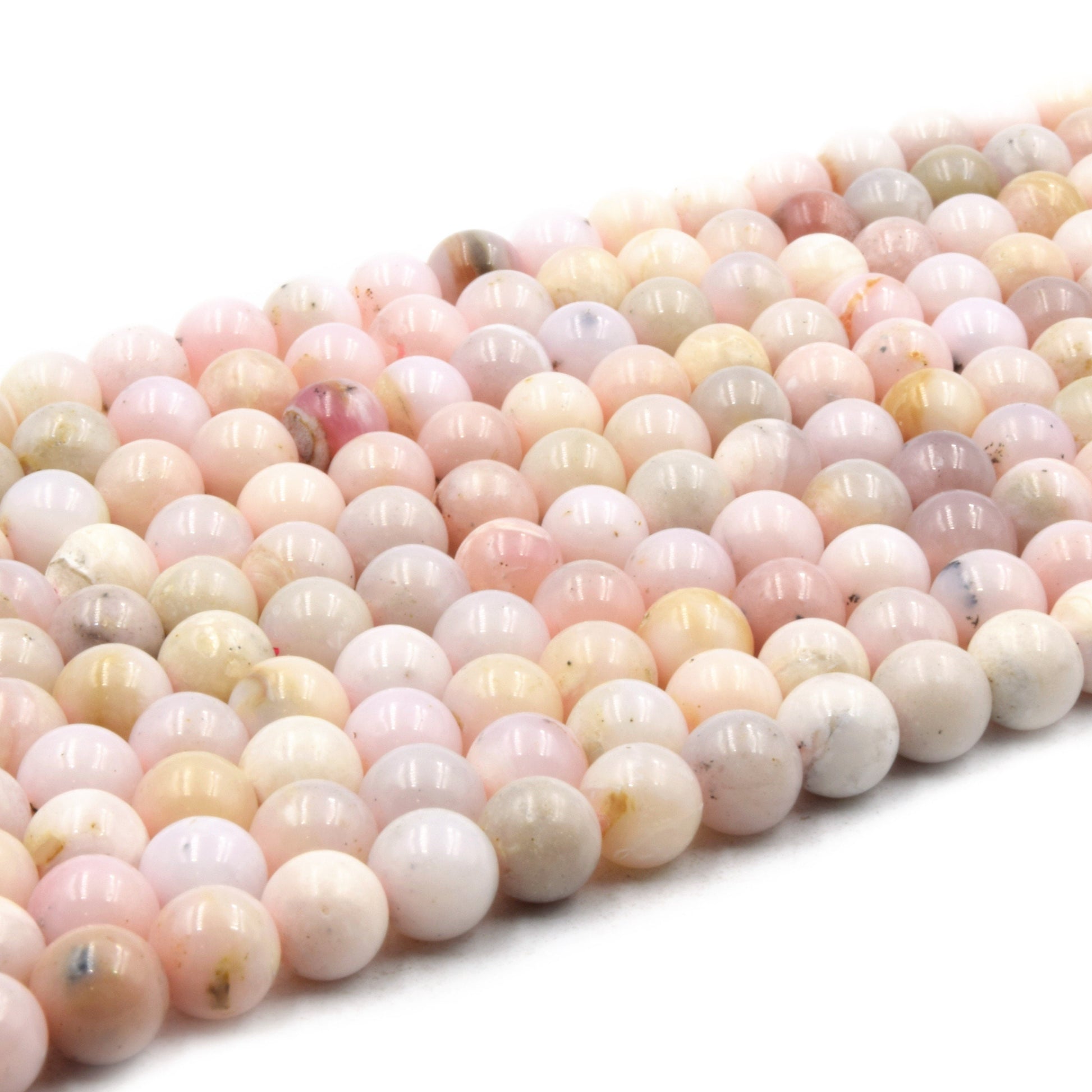 Pink Opal Beads | Smooth Australian Pink Opal Round Beads | 6mm 8mm 10mm | Gemstone Beads by the Strand