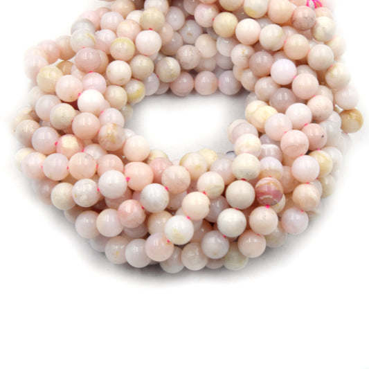 Pink Opal Beads | Smooth Australian Pink Opal Round Beads | 6mm 8mm 10mm | Gemstone Beads by the Strand