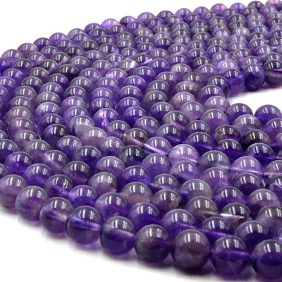 Amethyst Beads | Smooth Amethyst Round Beads | 6mm 8mm 10mm | Natural Gemstone Beads