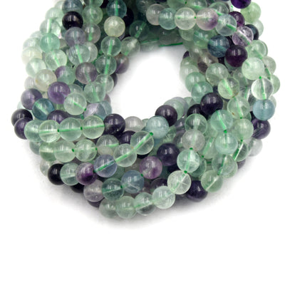 Rainbow Fluorite Beads | Smooth Fluorite Round Shaped Beads | 6mm 8mm 10mm