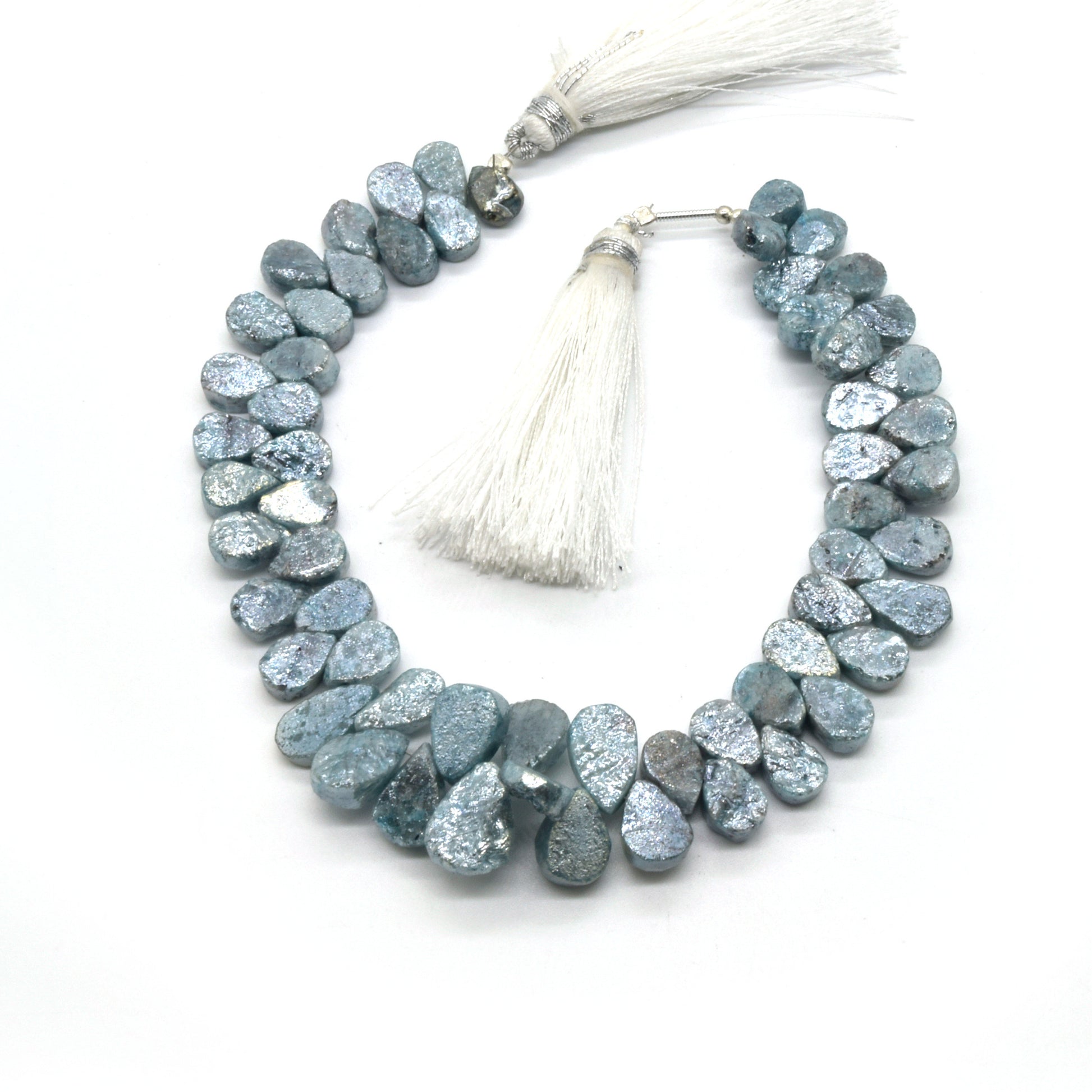 Mystic Quartz Beads | AB Coated Dyed Quartz Graduated Briolette Beads - Green Blue Black Gray Available - Indian Cut Gemstone