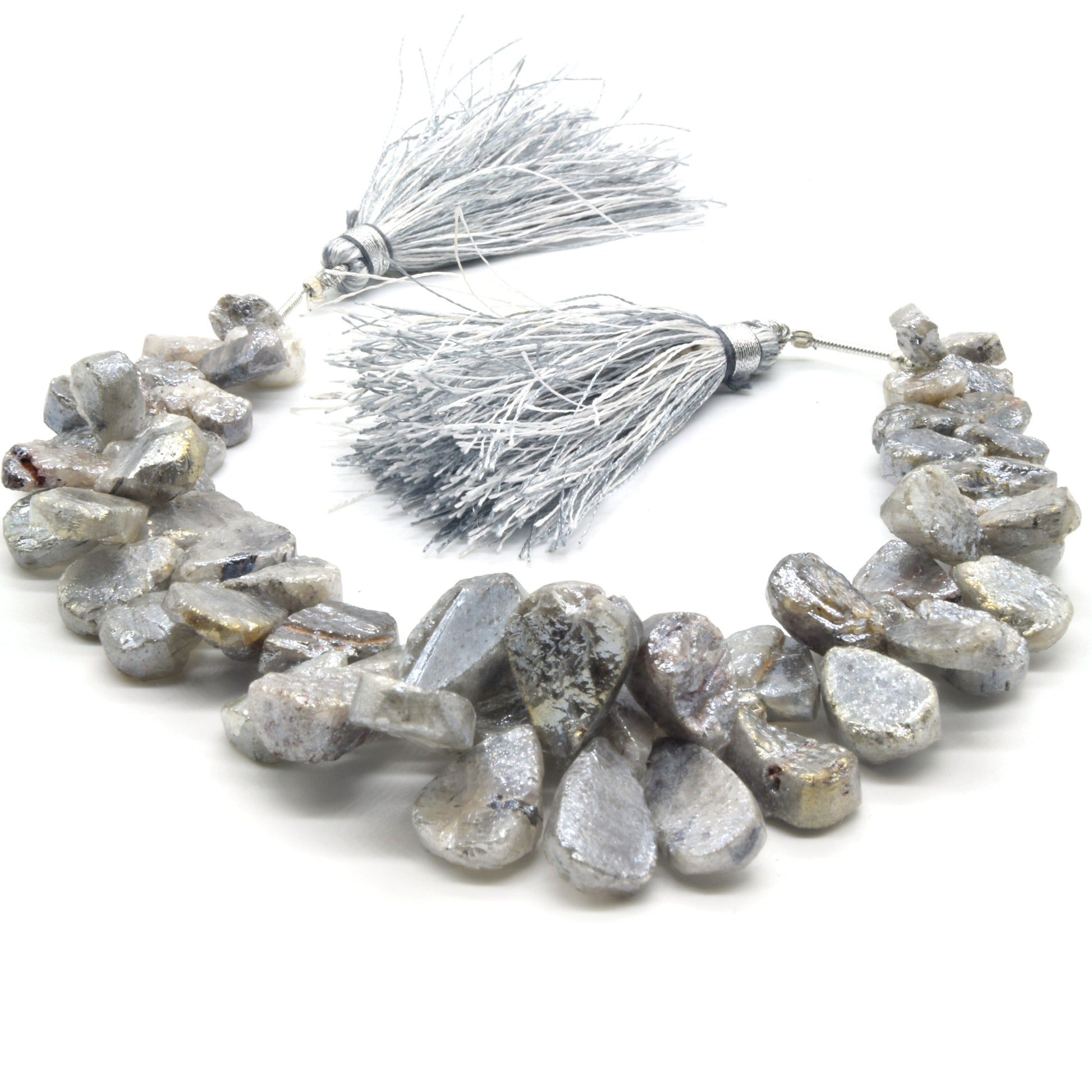 Mystic Quartz Beads | AB Coated Dyed Quartz Graduated Briolette Beads - Green Blue Black Gray Available - Indian Cut Gemstone