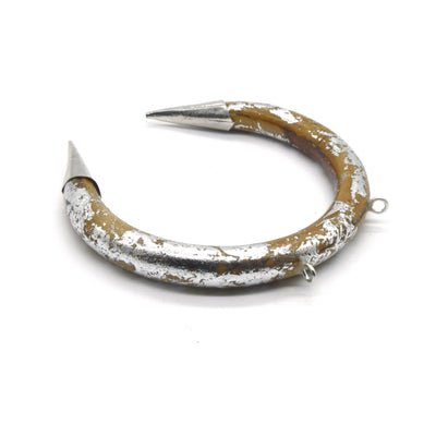 Bone Crescent Pendant | Silver Foiled Crescent Shaped Natural Ox Bone with Double Silver Bails | White, Brown, Black and White Crescents