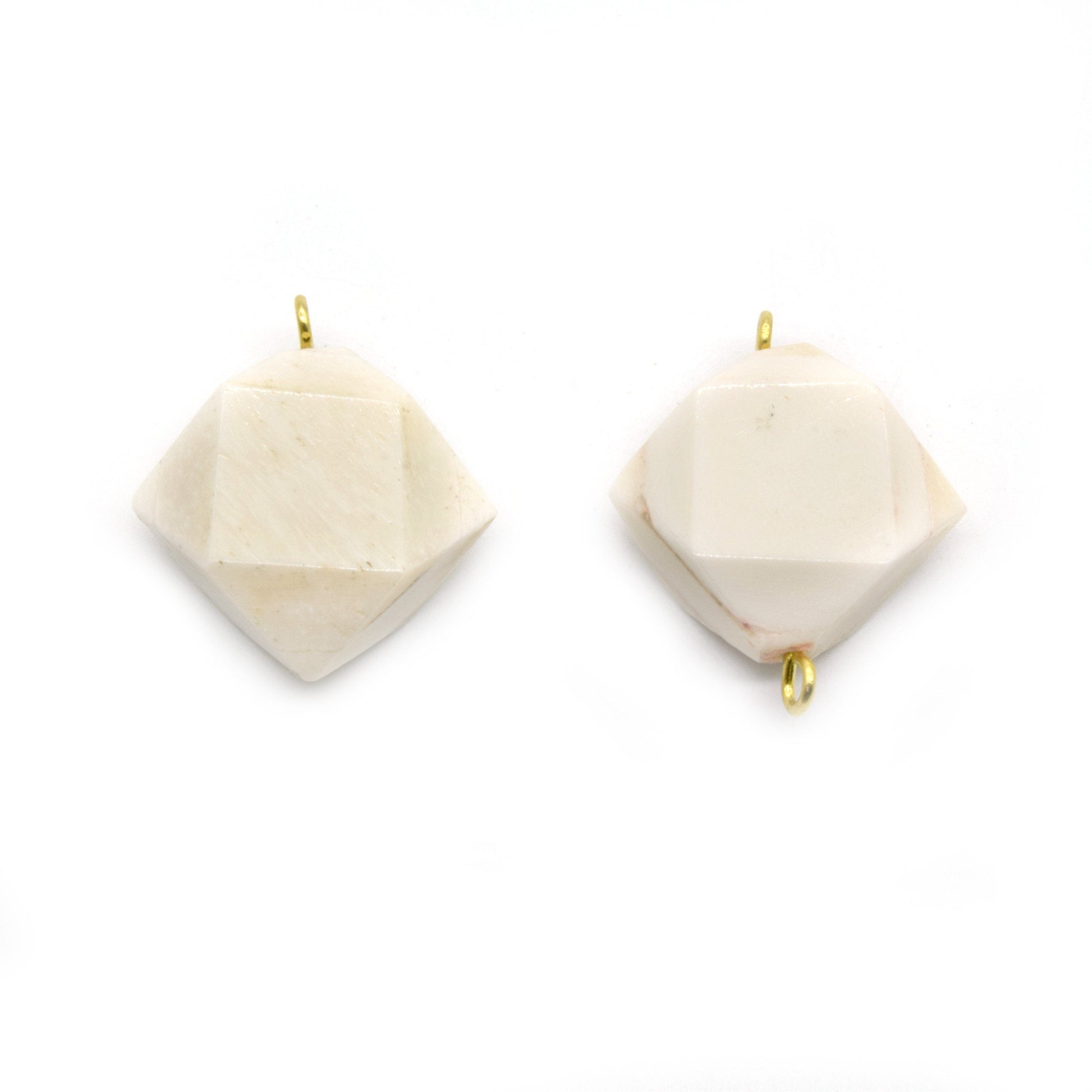 Bone Pendant Connector | Thick Hexagonal Natural Ox Bone Pendants Connector| 30mm x 30mm | White and Brown Pendants Connector