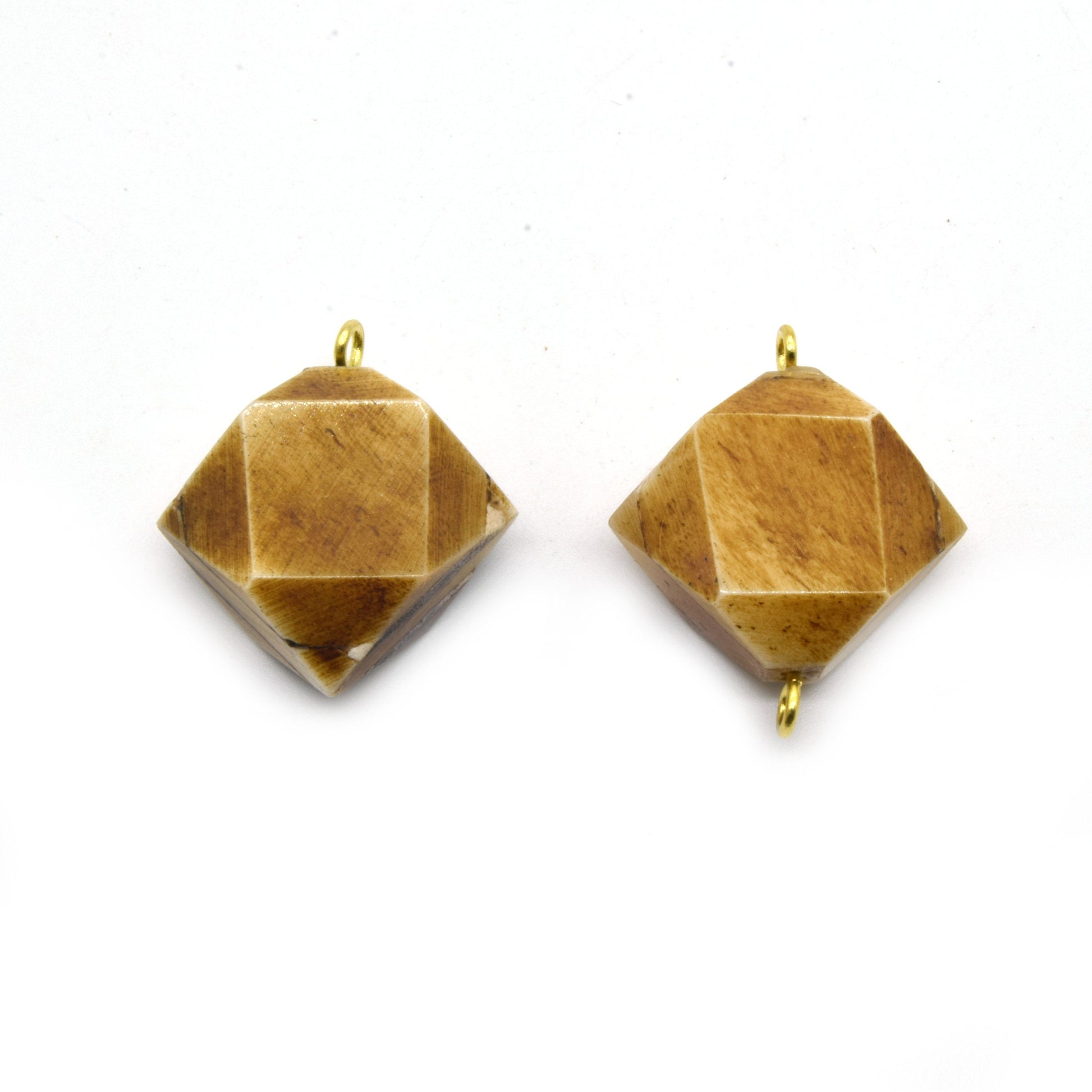 Bone Pendant Connector | Thick Hexagonal Natural Ox Bone Pendants Connector| 30mm x 30mm | White and Brown Pendants Connector