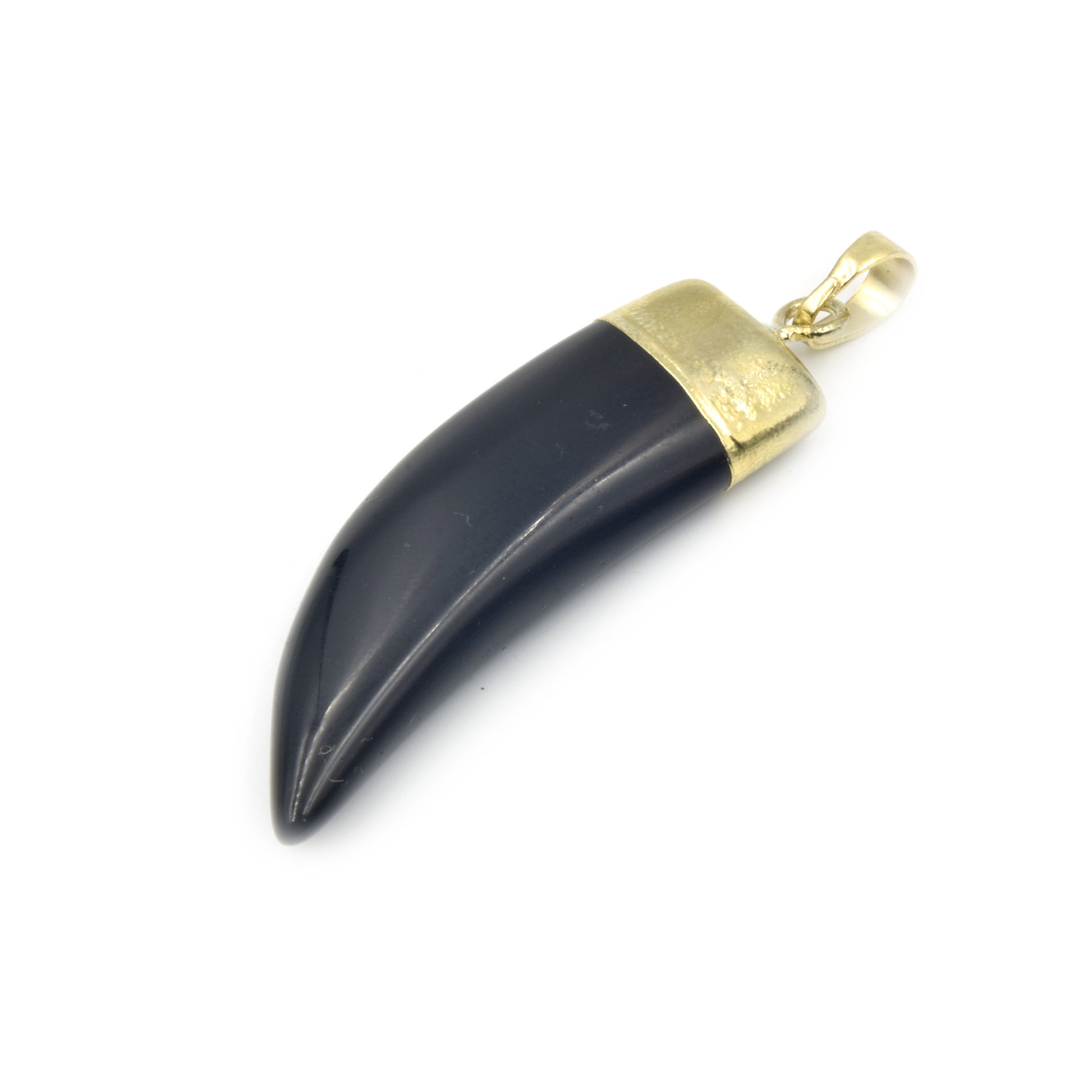 Gemstone Pendants | Electroplated Gemstone Tusk Pendants with Bail | Black Agate, Amethyst, Lapis Lazuli