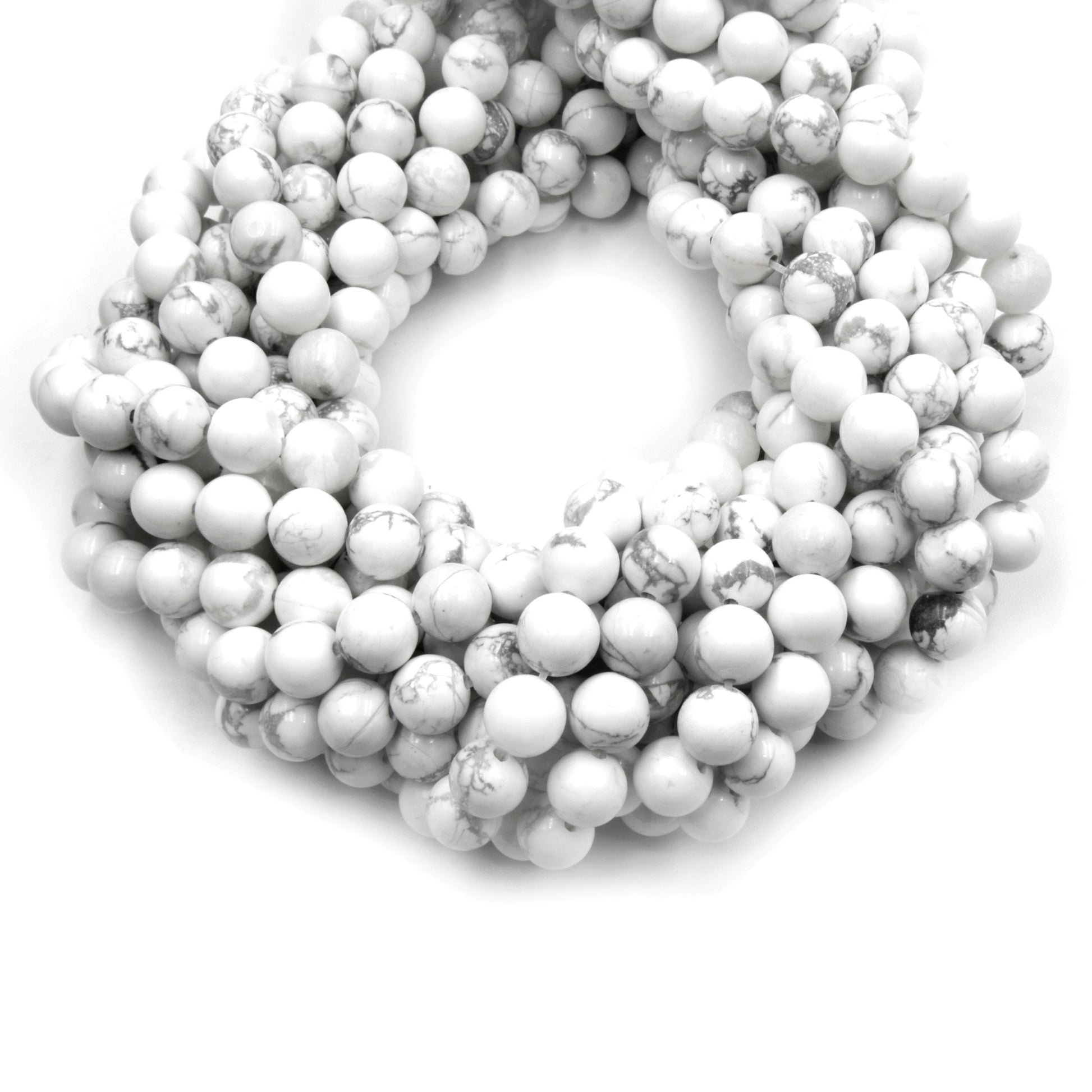 White Howlite Beads | Glossy Round Natural Howlite Beads | 6mm 8mm 10mm | Loose Gemstone Beads