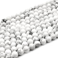 White Howlite Beads | Glossy Round Natural Howlite Beads | 6mm 8mm 10mm | Loose Gemstone Beads