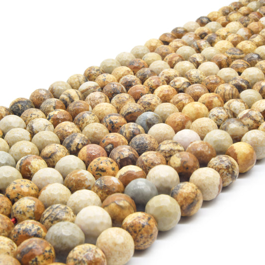 Picture Jasper Beads | Faceted Picture Jasper Round Beads | 6mm 8mm 10mm Available