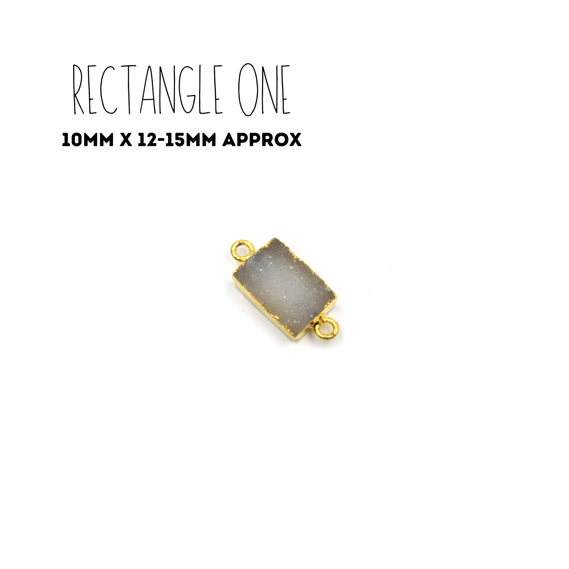 Druzy Connectors | Light Gray Rectangle Shaped Gold Electroplated Druzy Connectors | Three Sizes Available | Bracelet Connectors